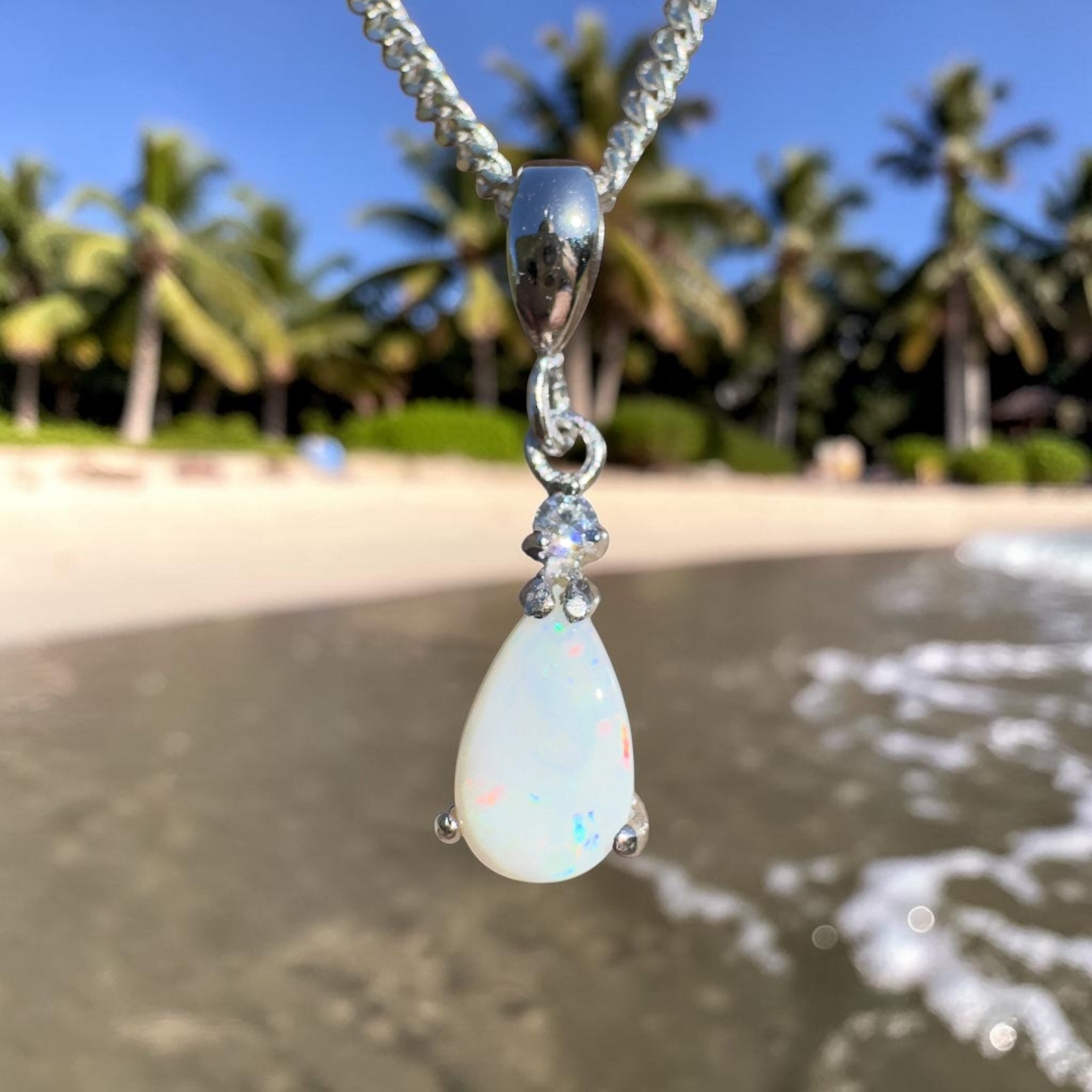0.8ct Coober Pedy Opal Pendant Necklace ~ 'Lucky Bay Lustre ~' | 925 Sterling Silver | Solid Australian Opal