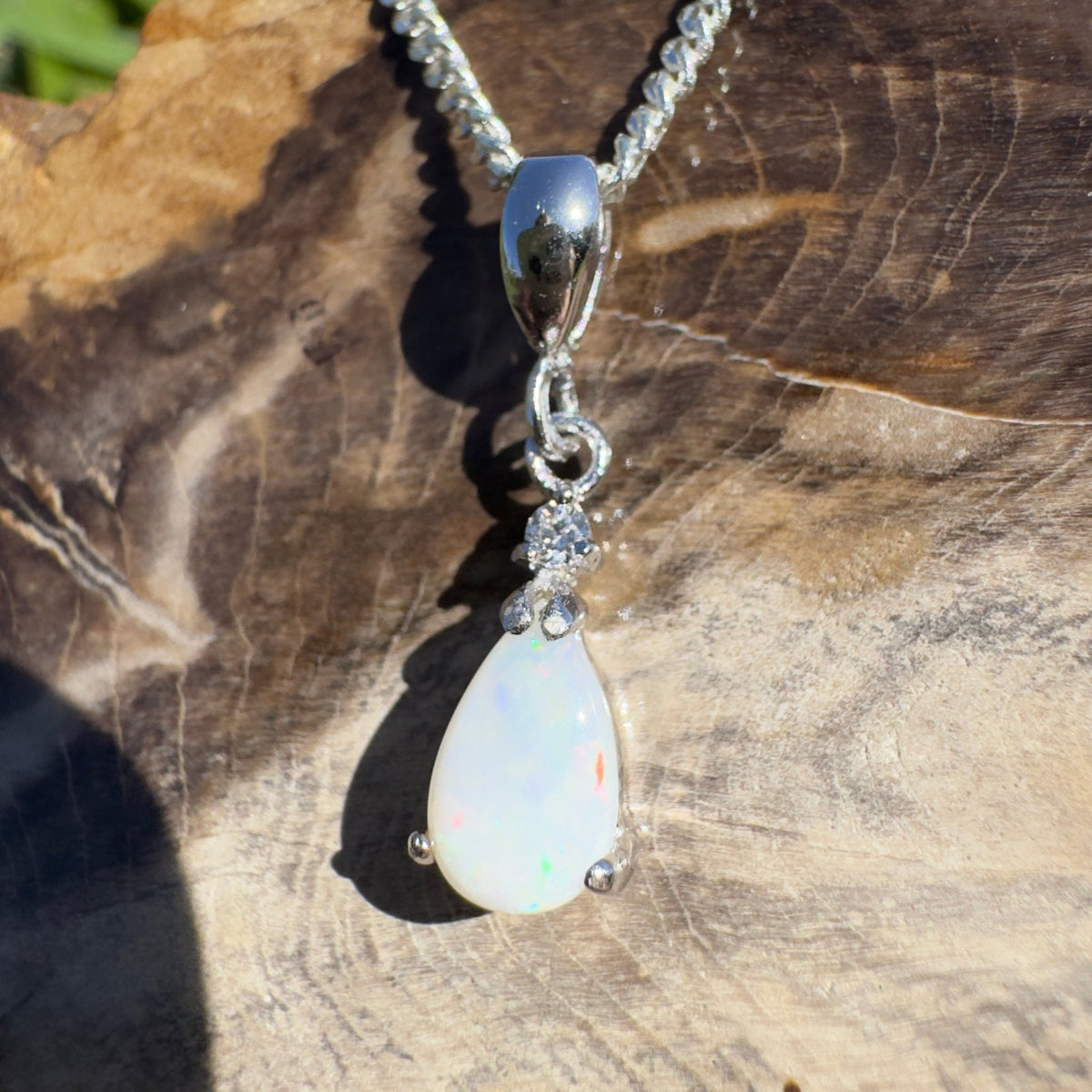 0.8ct Coober Pedy Opal Pendant Necklace ~ 'Lucky Bay Lustre ~' | 925 Sterling Silver | Solid Australian Opal
