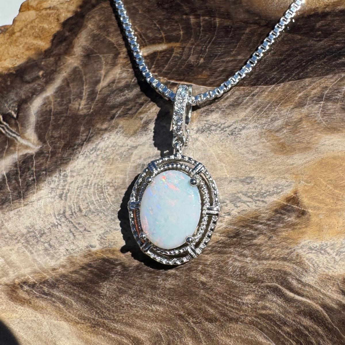 0.8ct Coober Pedy Opal Pendant Necklace ~ 'Mossman Gorge Amber' | 925 Sterling Silver | Solid Australian Opal