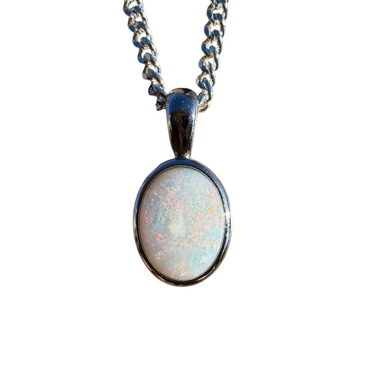 0.8ct Coober Pedy Opal Pendant Necklace ~ 'Otway Ridge Light' | 925 Sterling Silver | Solid Australian Opal
