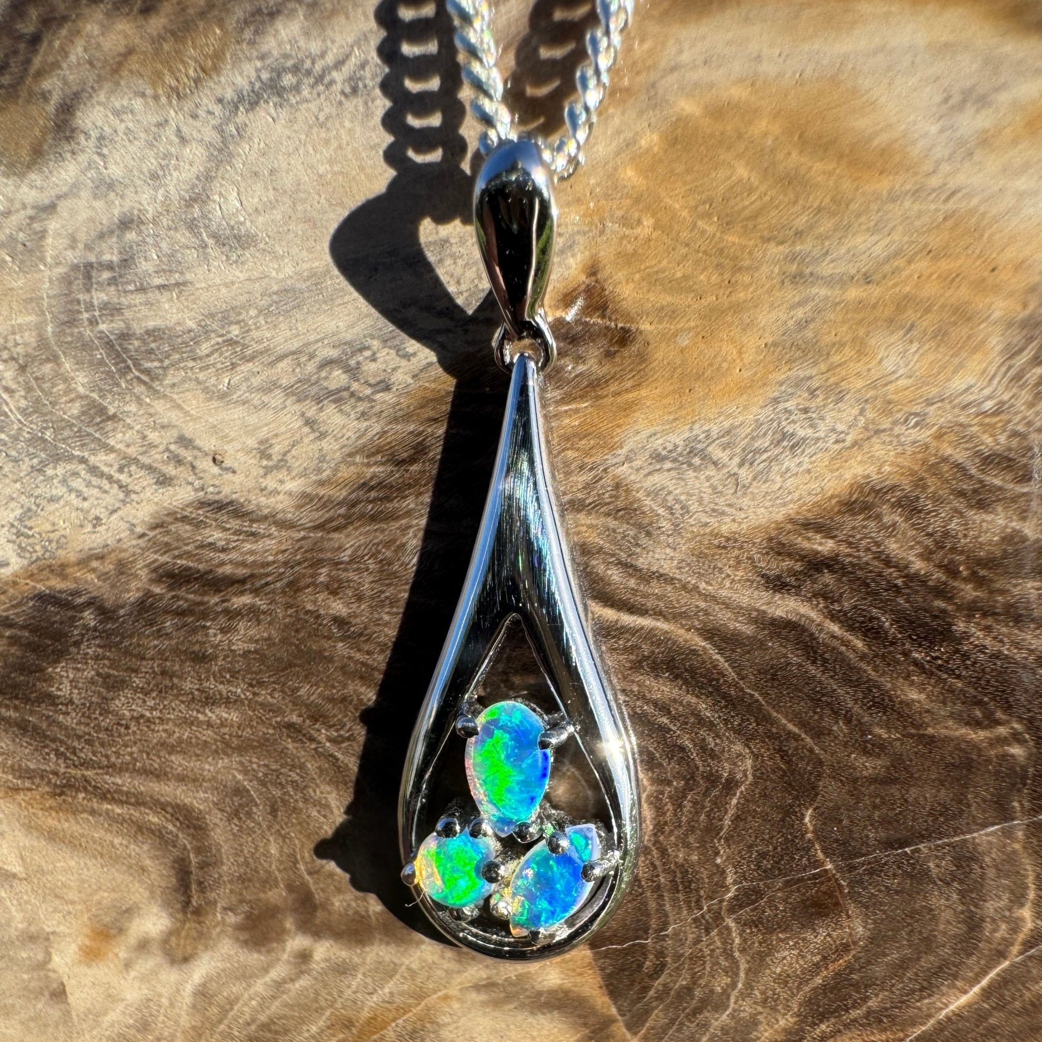 0.8ct Coober Pedy Opal Pendant Necklace ~ 'Quorn Valley Light' | 925 Sterling Silver | Solid Australian Opal