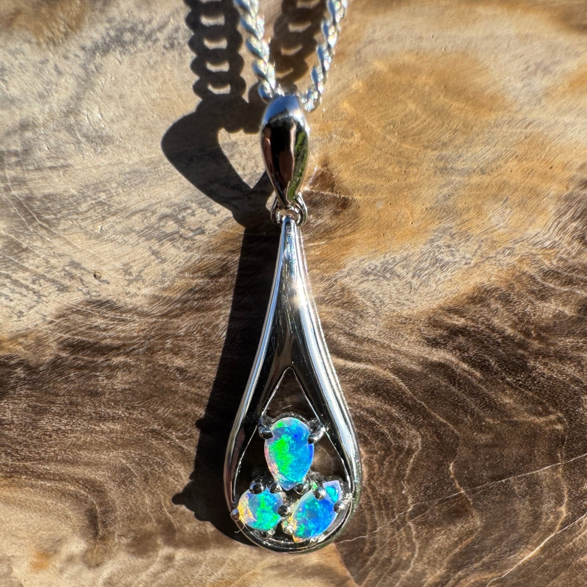0.8ct Coober Pedy Opal Pendant Necklace ~ 'Quorn Valley Light' | 925 Sterling Silver | Solid Australian Opal