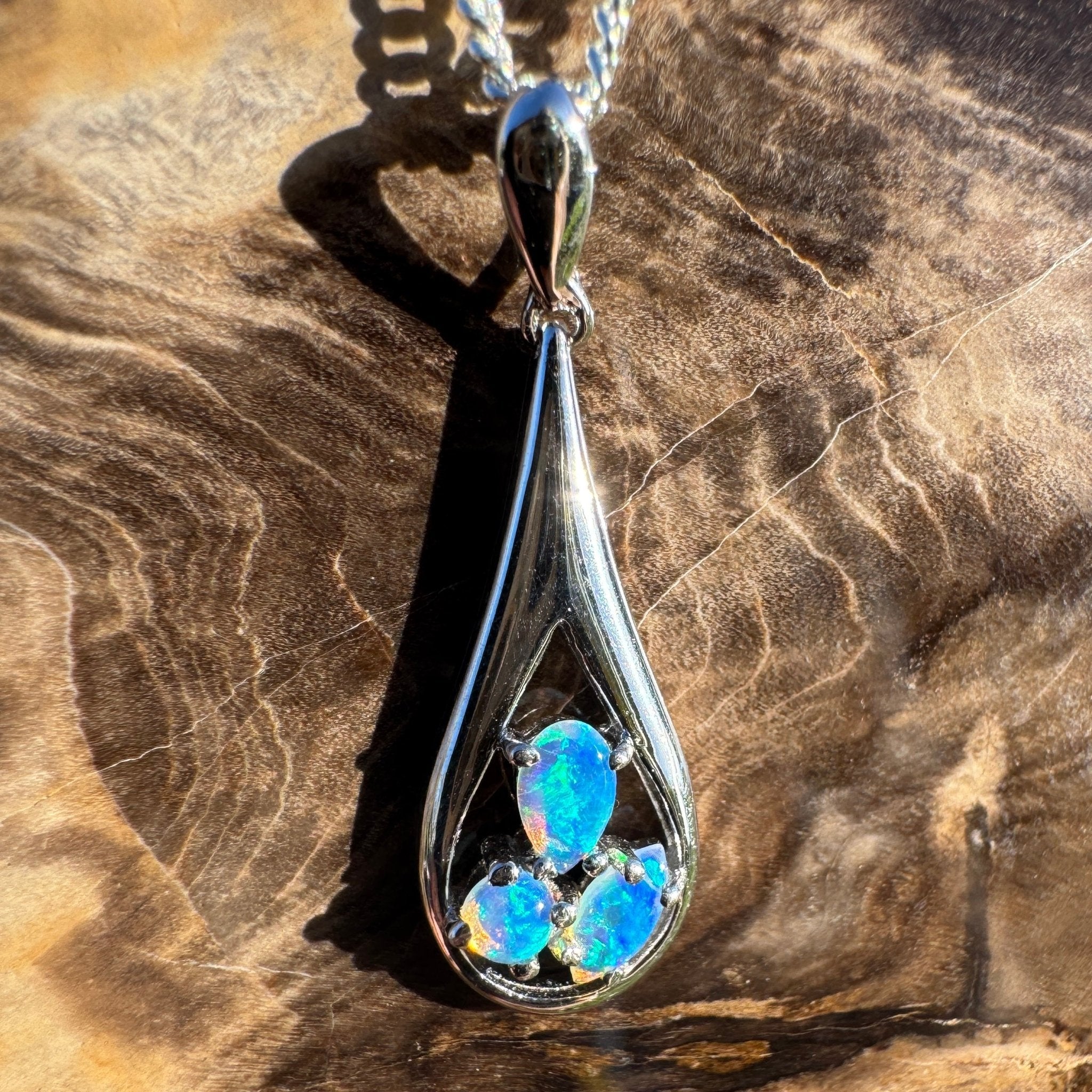 0.8ct Coober Pedy Opal Pendant Necklace ~ 'Quorn Valley Light' | 925 Sterling Silver | Solid Australian Opal