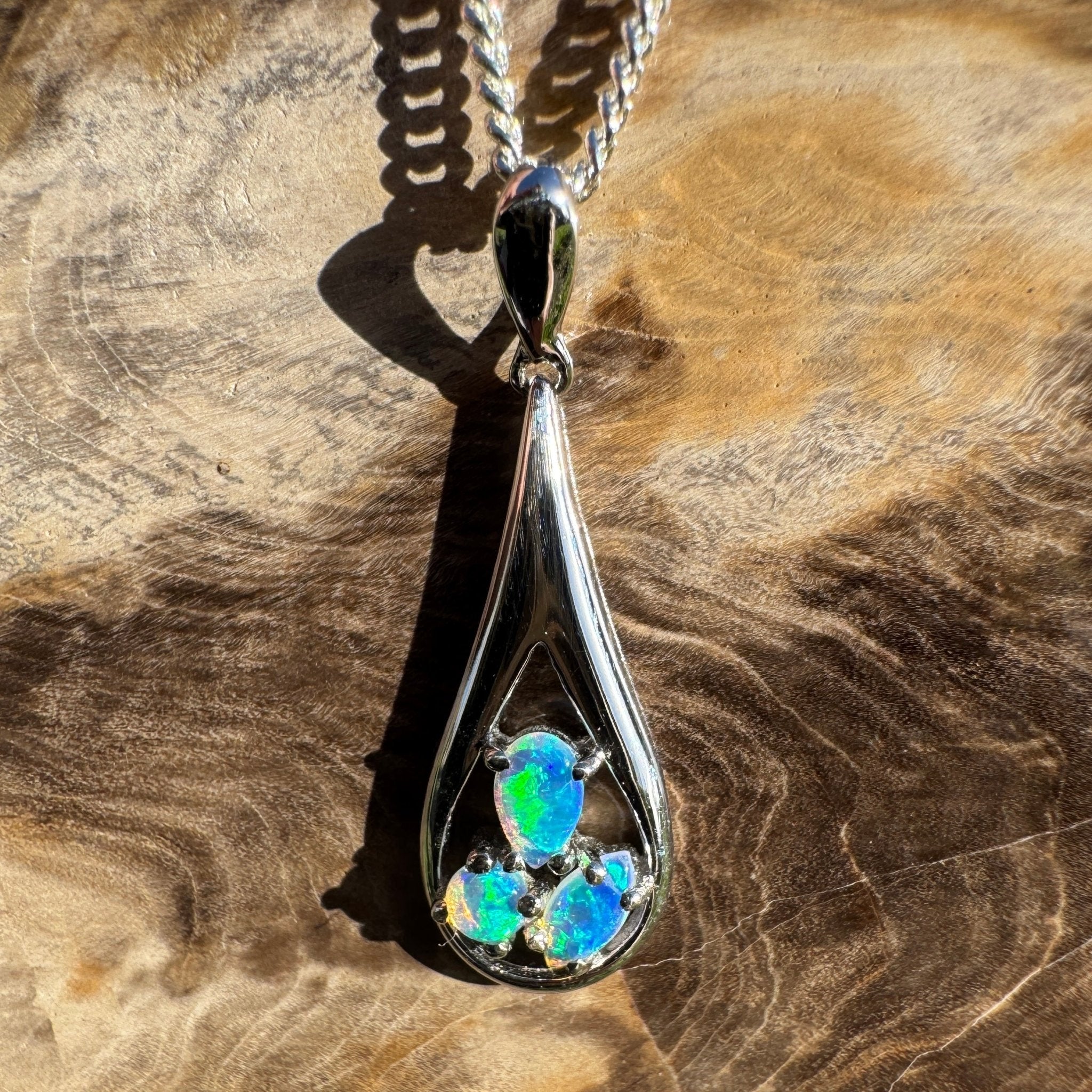 0.8ct Coober Pedy Opal Pendant Necklace ~ 'Quorn Valley Light' | 925 Sterling Silver | Solid Australian Opal