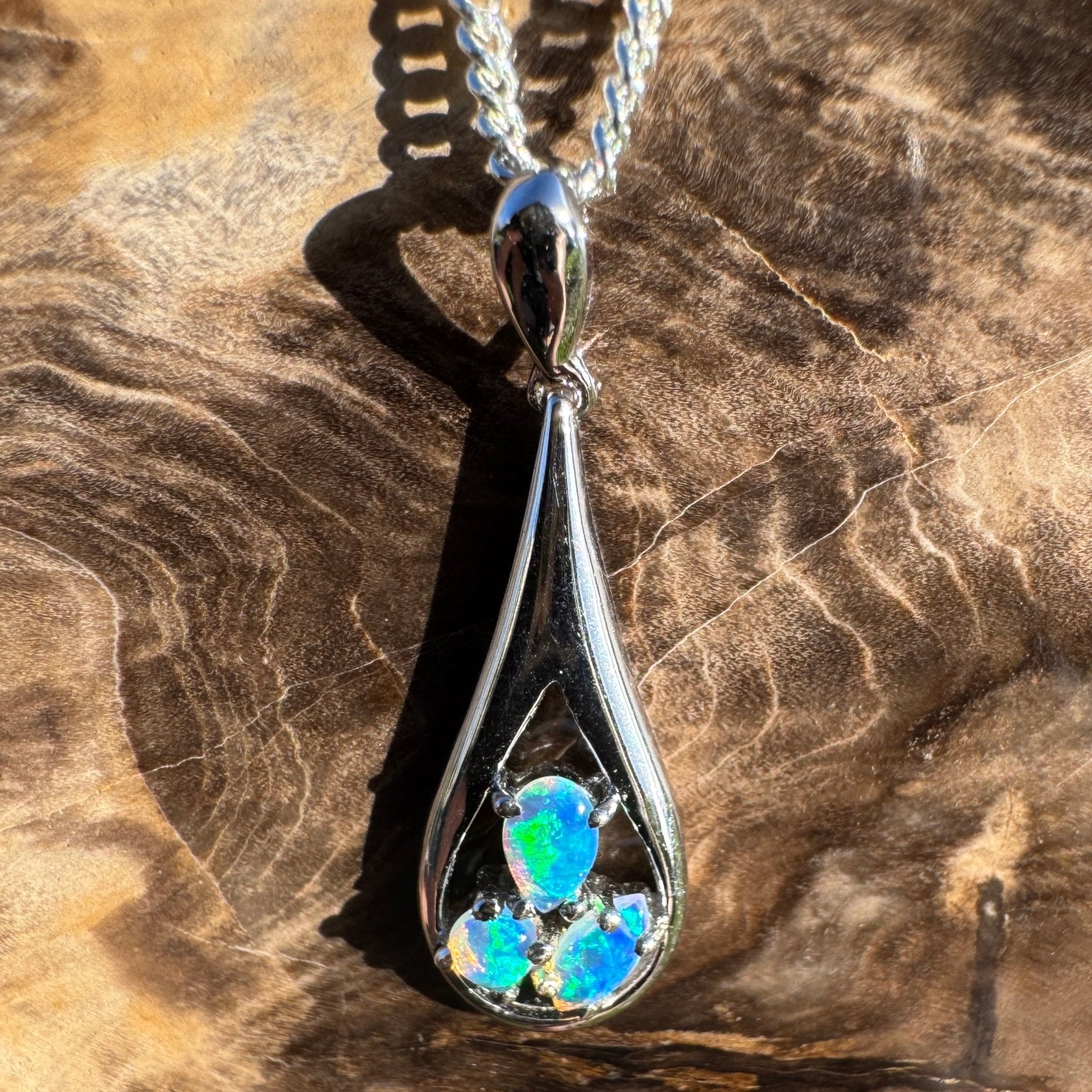0.8ct Coober Pedy Opal Pendant Necklace ~ 'Quorn Valley Light' | 925 Sterling Silver | Solid Australian Opal