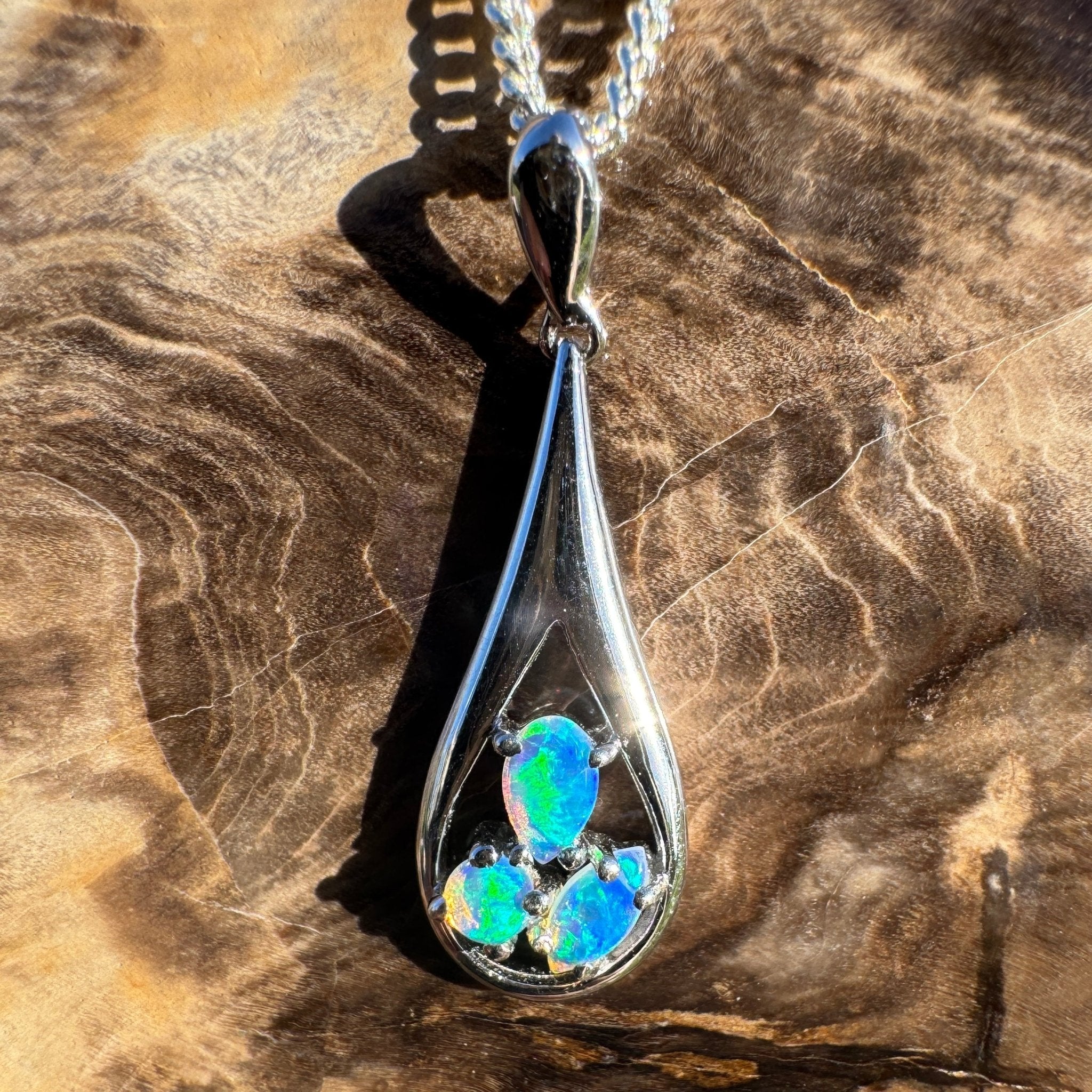 0.8ct Coober Pedy Opal Pendant Necklace ~ 'Quorn Valley Light' | 925 Sterling Silver | Solid Australian Opal