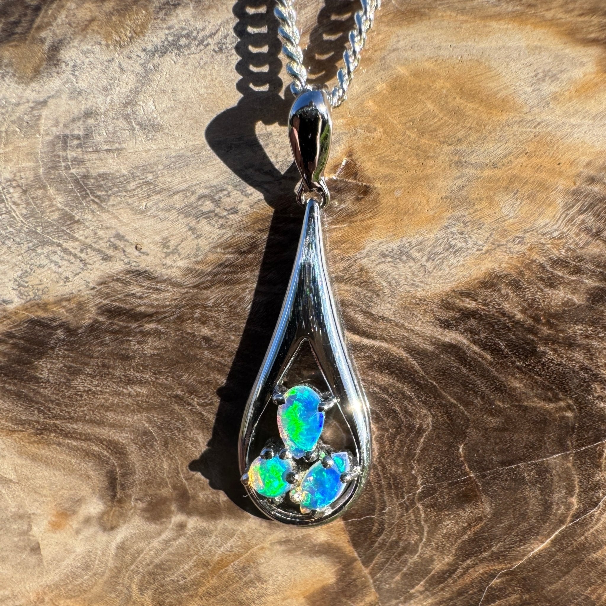 0.8ct Coober Pedy Opal Pendant Necklace ~ 'Quorn Valley Light' | 925 Sterling Silver | Solid Australian Opal