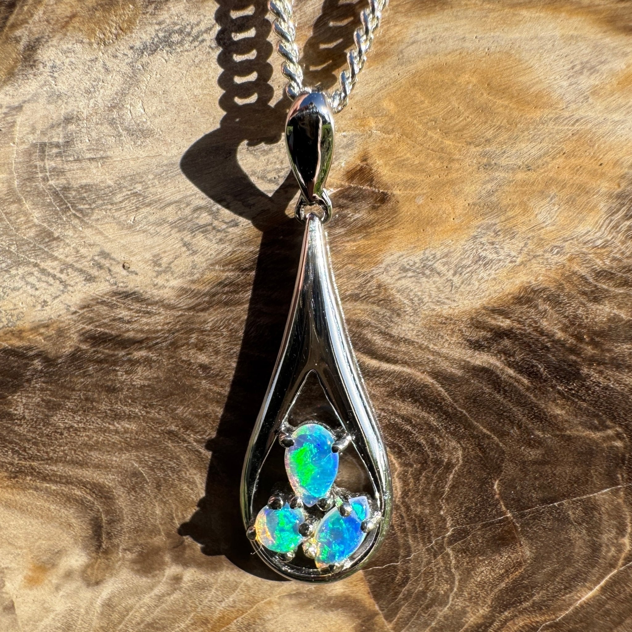 0.8ct Coober Pedy Opal Pendant Necklace ~ 'Quorn Valley Light' | 925 Sterling Silver | Solid Australian Opal