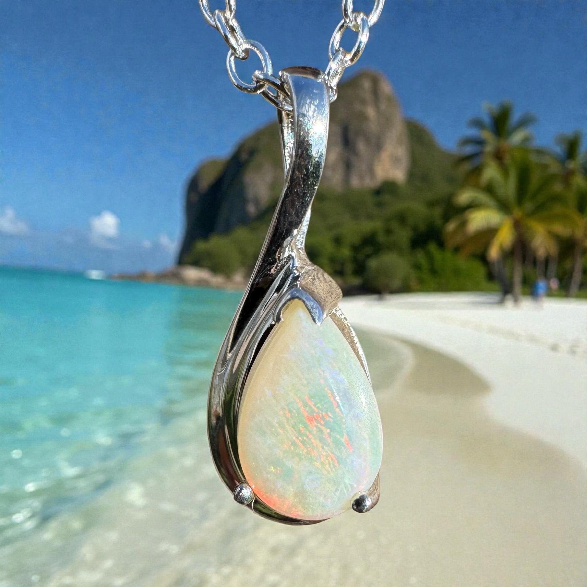 0.8ct Coober Pedy Opal Pendant Necklace ~ 'Wallaroo Warmth' | 925 Sterling Silver | Solid Australian Opal