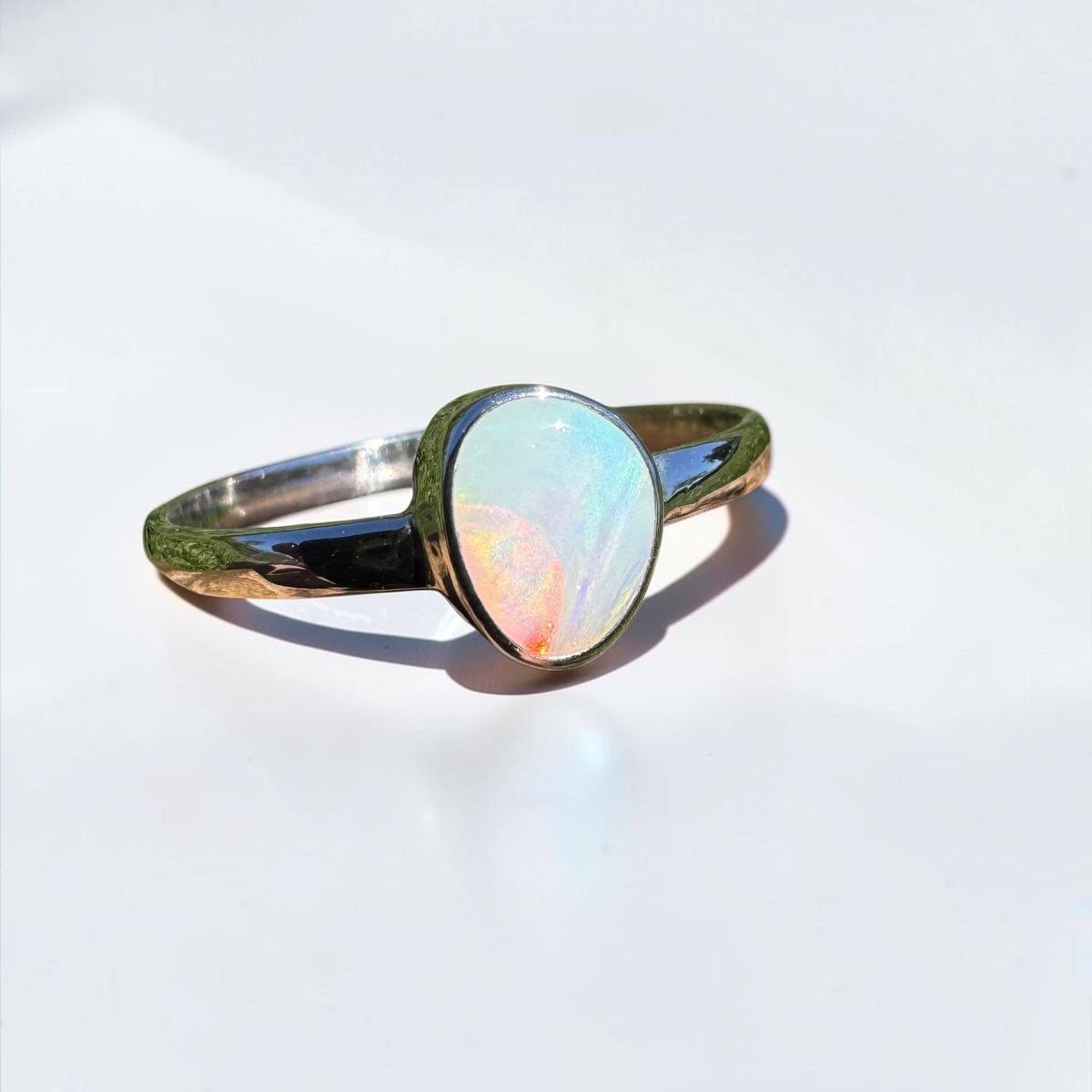0.8ct Coober Pedy Opal Ring ~ 'Ellery Creek Blue' | 925 Sterling Silver | Solid Australian Opal