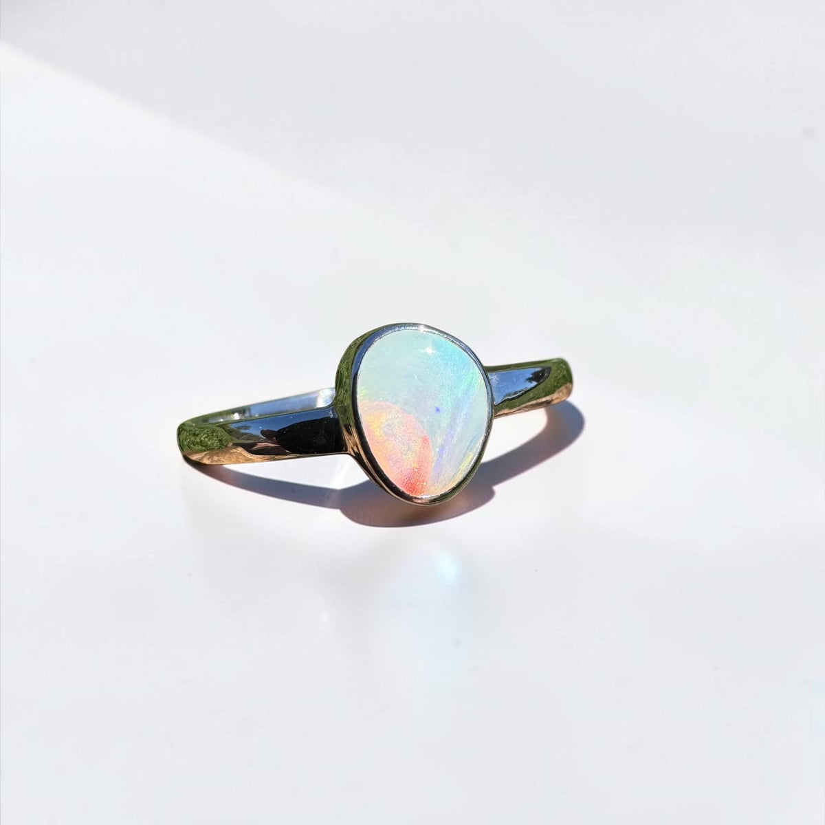 0.8ct Coober Pedy Opal Ring ~ 'Ellery Creek Blue' | 925 Sterling Silver | Solid Australian Opal