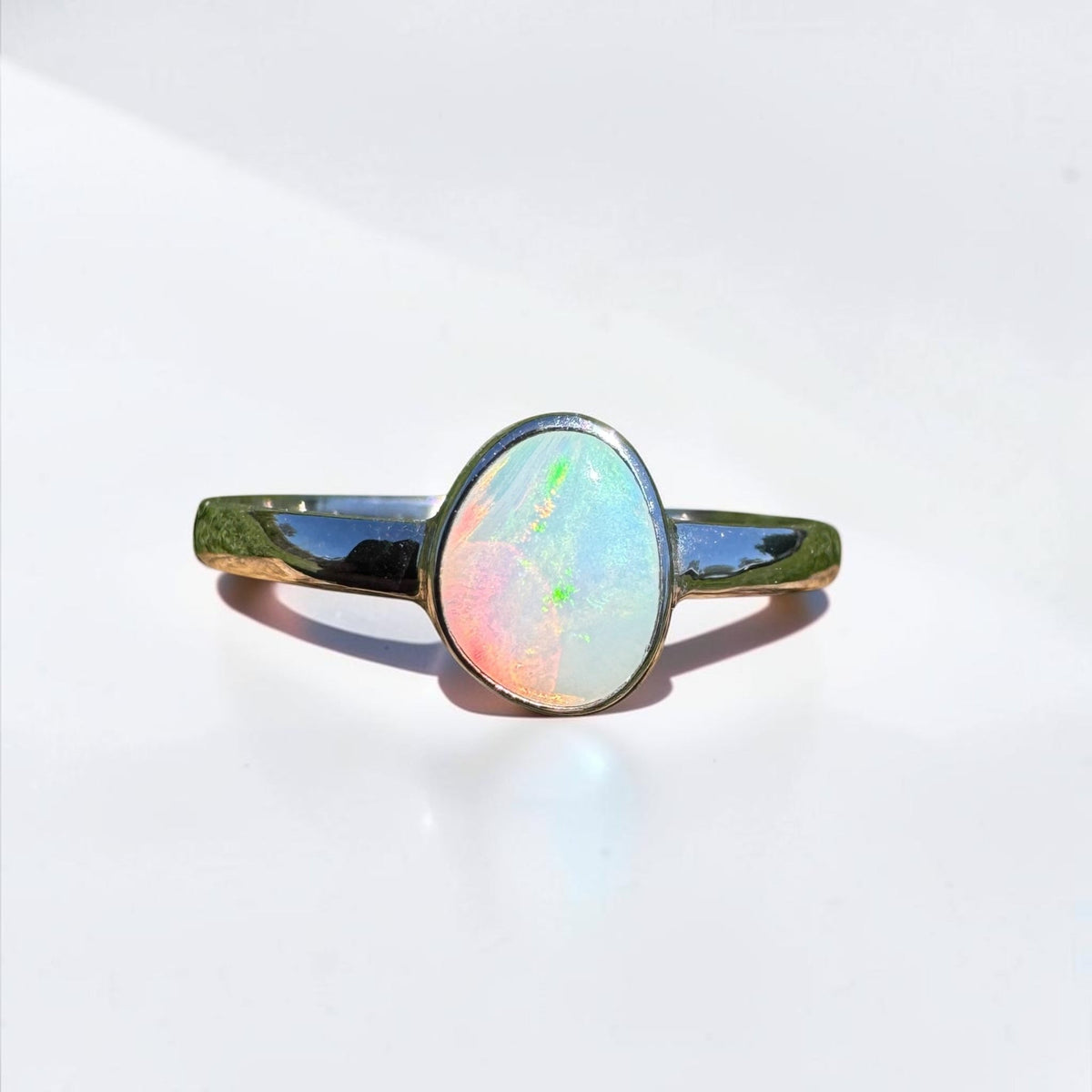 0.8ct Coober Pedy Opal Ring ~ 'Ellery Creek Blue' | 925 Sterling Silver | Solid Australian Opal