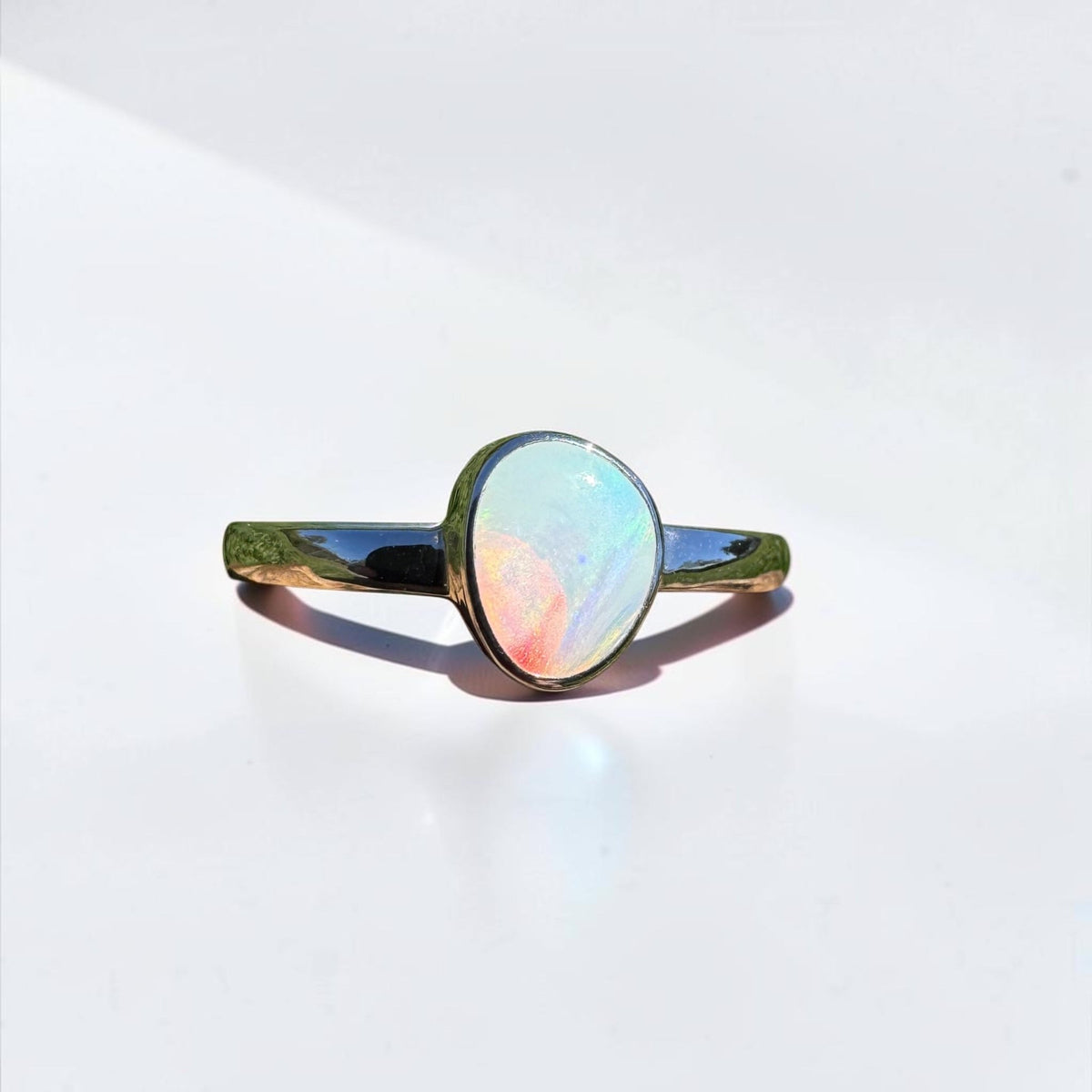 0.8ct Coober Pedy Opal Ring ~ 'Ellery Creek Blue' | 925 Sterling Silver | Solid Australian Opal