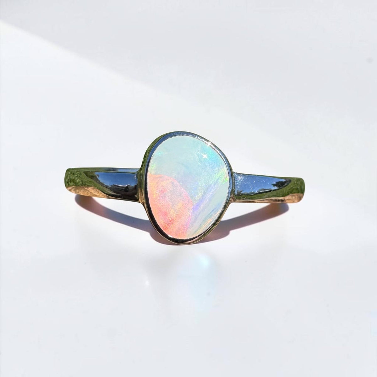 0.8ct Coober Pedy Opal Ring ~ 'Ellery Creek Blue' | 925 Sterling Silver | Solid Australian Opal