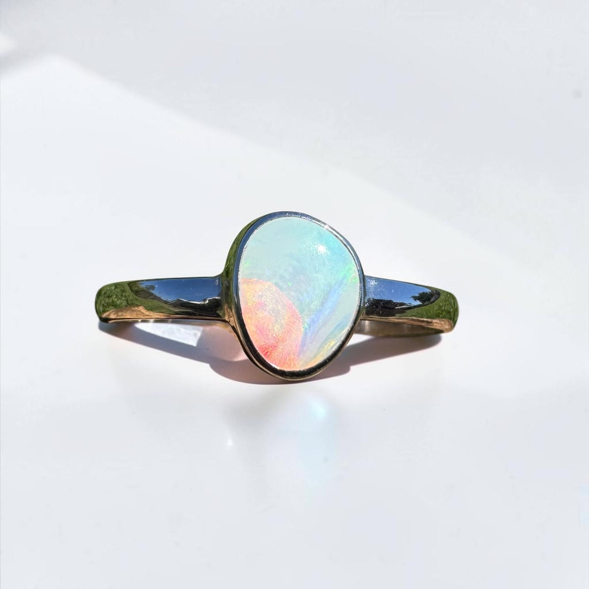 0.8ct Coober Pedy Opal Ring ~ 'Ellery Creek Blue' | 925 Sterling Silver | Solid Australian Opal