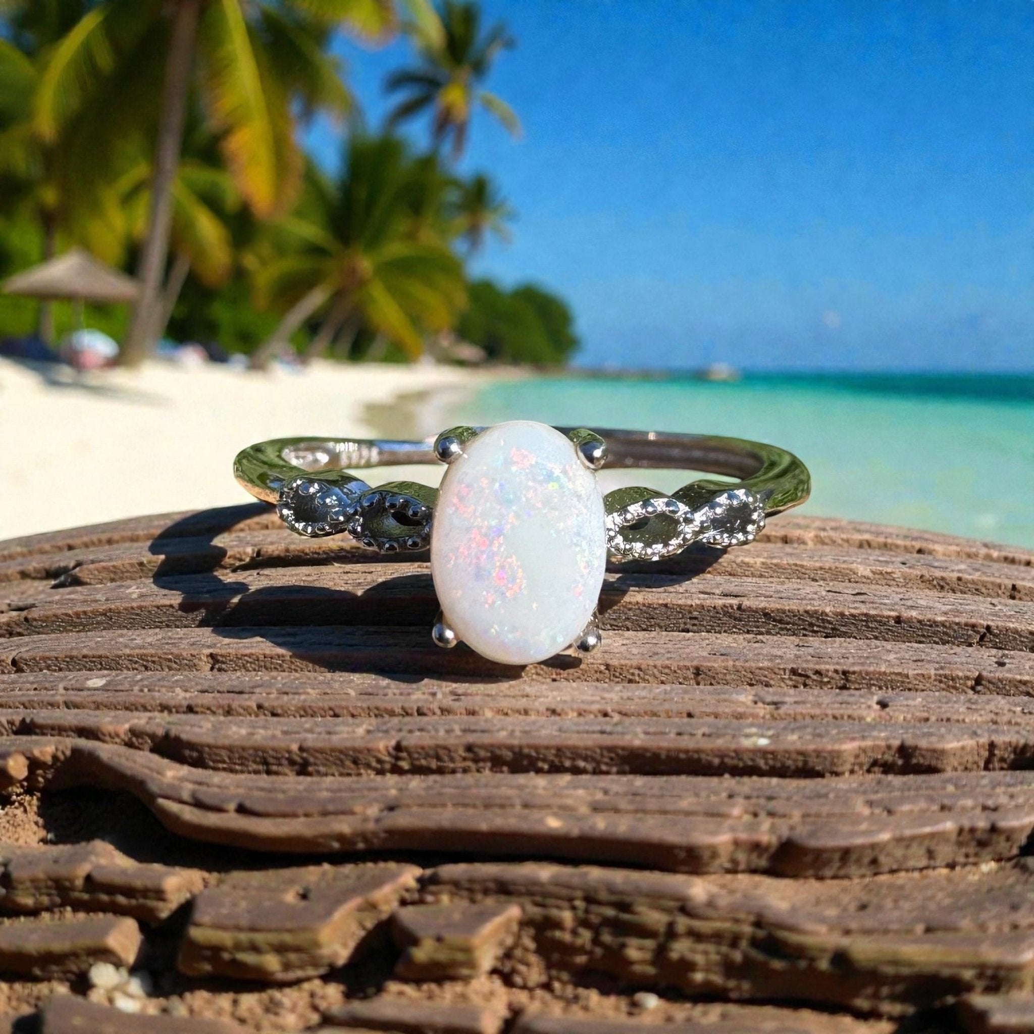 0.8ct Coober Pedy Opal Ring ~ 'Nullarbor Clouds' | 925 Sterling Silver | Solid Australian Opal