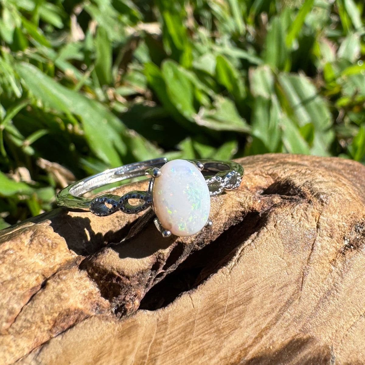 0.8ct Coober Pedy Opal Ring ~ 'Nullarbor Clouds' | 925 Sterling Silver | Solid Australian Opal