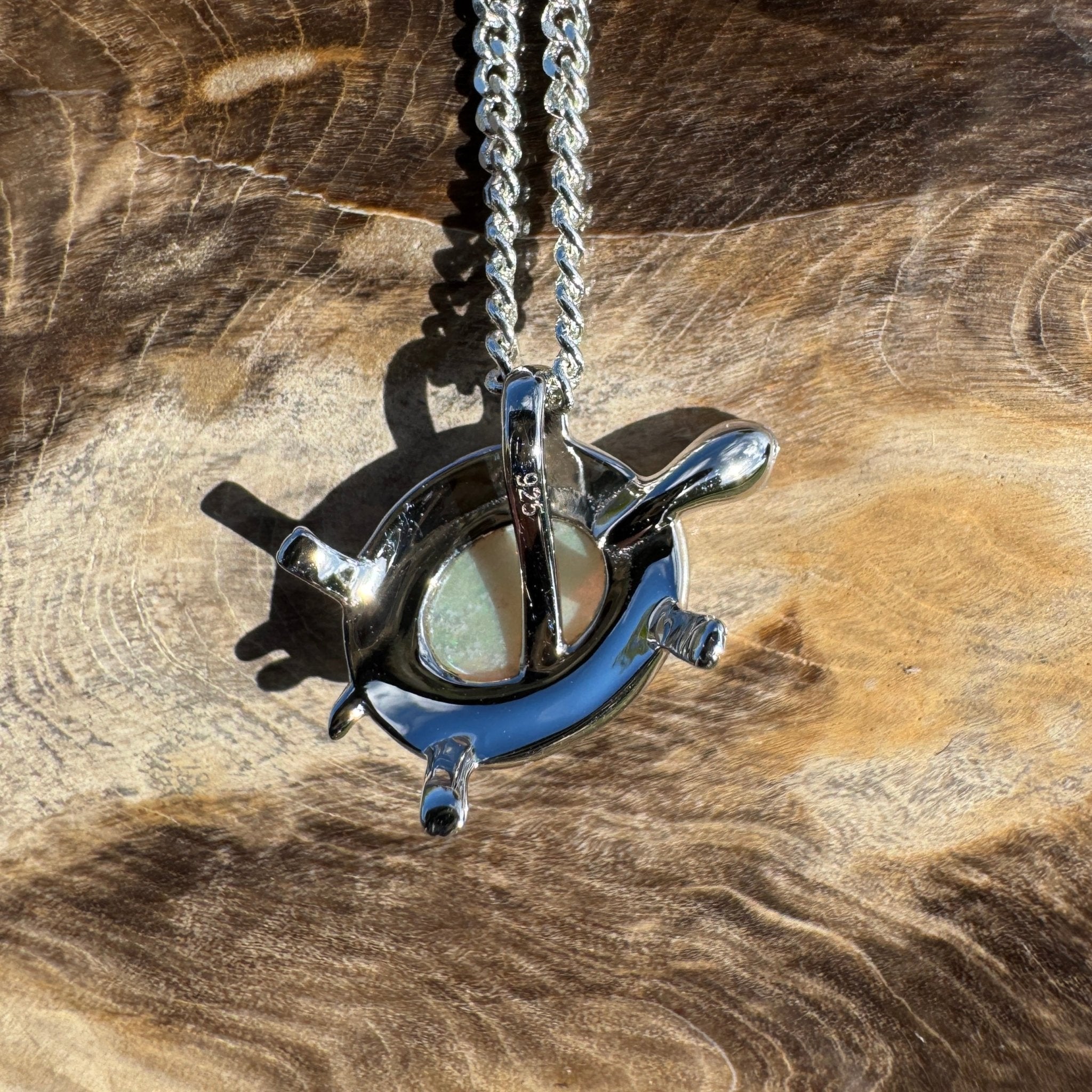 0.8ct Coober Pedy Opal Turtle Pendant Necklace ~ 'Heron Passage' | 925 Sterling Silver | Solid Australian Opal