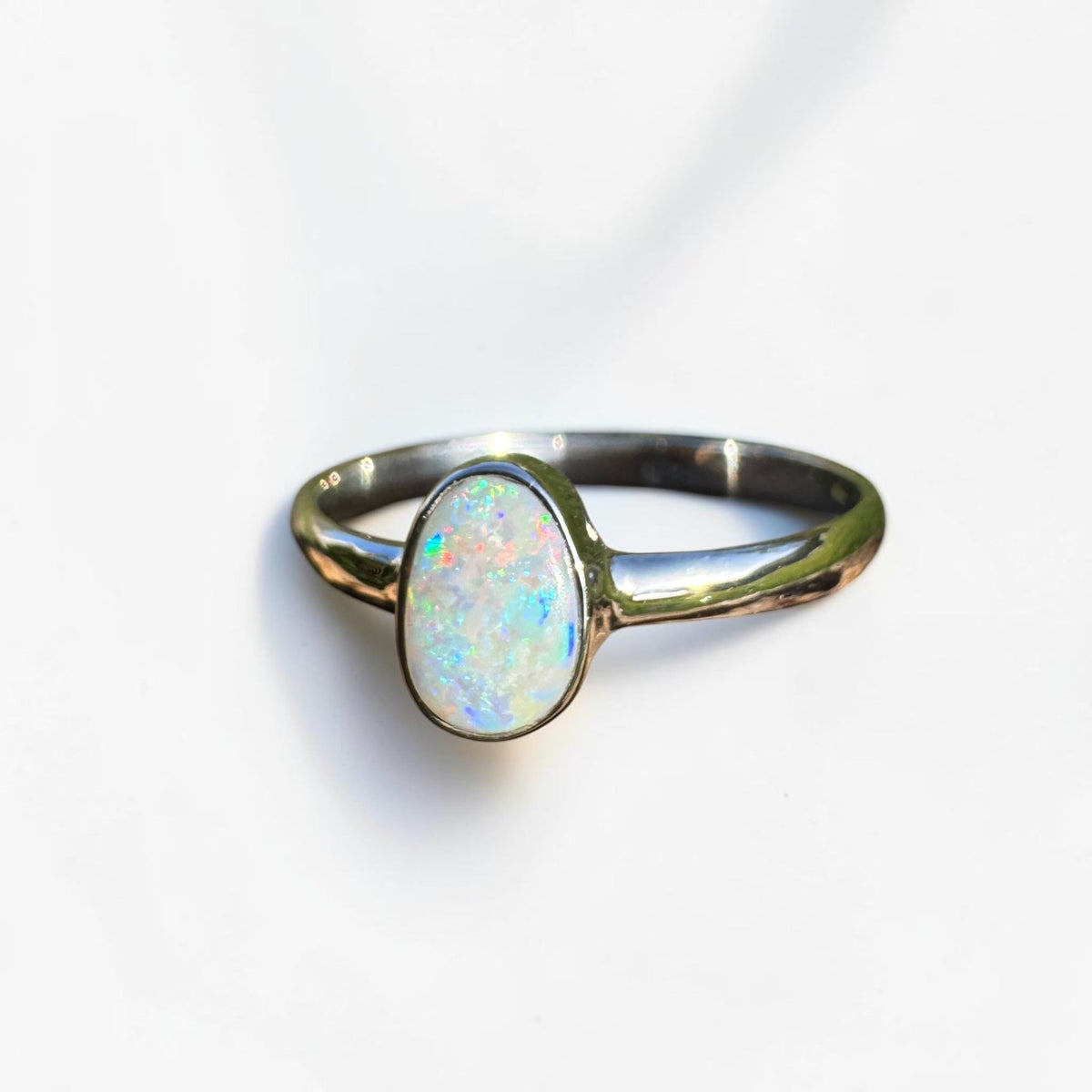 0.8ct Lightning Ridge Opal Ring ~ 'Culburra Ember' | 925 Sterling Silver | Solid Australian Opal