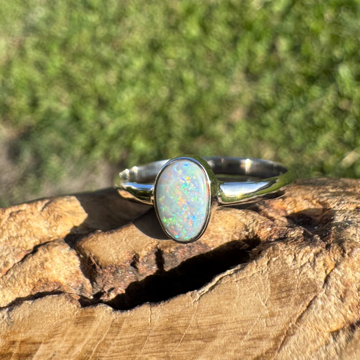 0.8ct Lightning Ridge Opal Ring ~ 'Culburra Ember' | 925 Sterling Silver | Solid Australian Opal