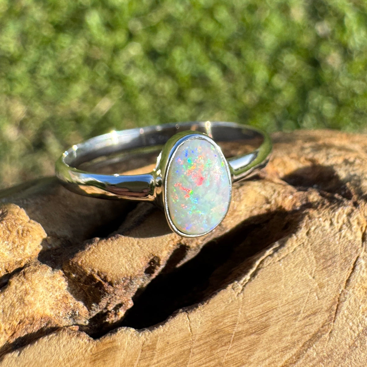 0.8ct Lightning Ridge Opal Ring ~ 'Culburra Ember' | 925 Sterling Silver | Solid Australian Opal