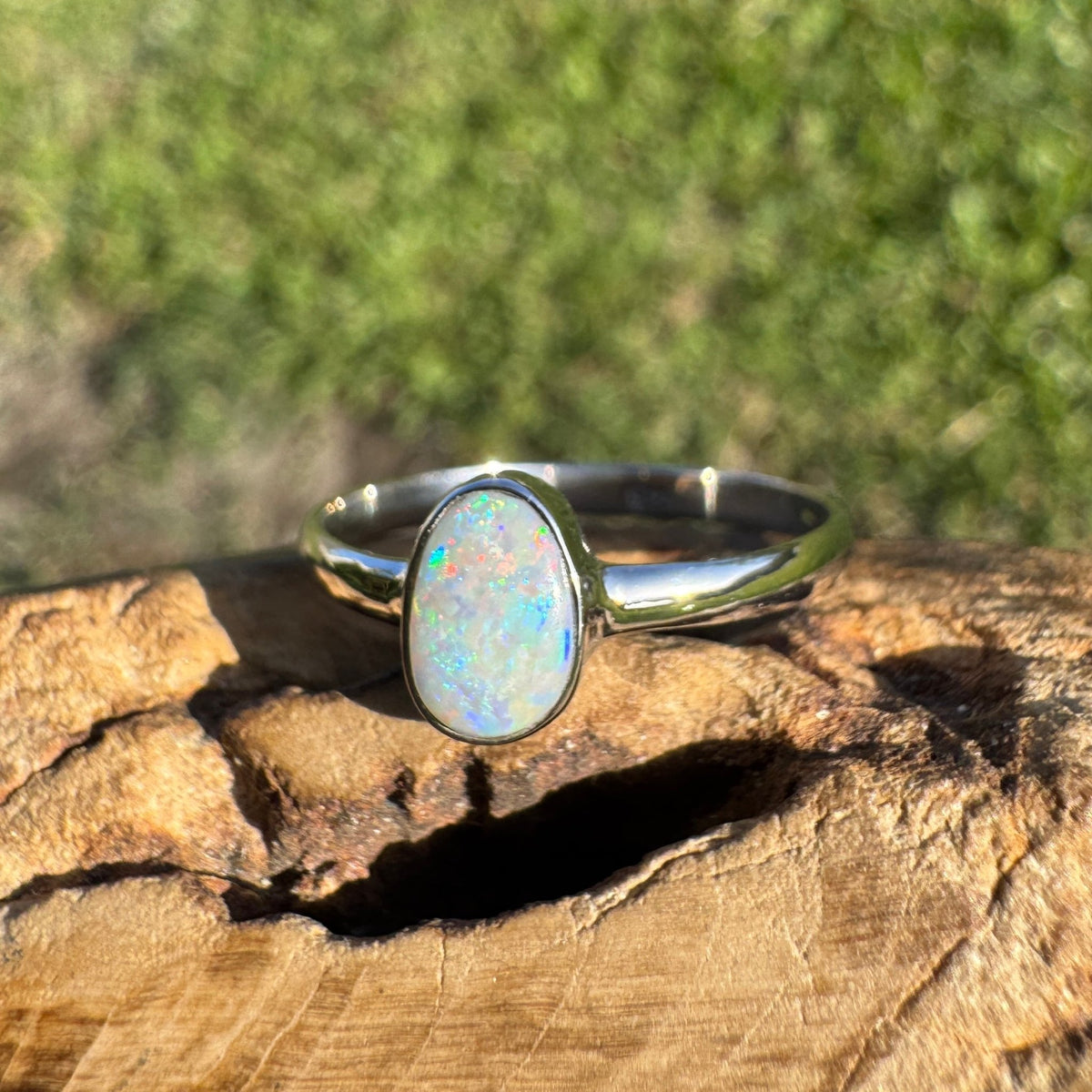 0.8ct Lightning Ridge Opal Ring ~ 'Culburra Ember' | 925 Sterling Silver | Solid Australian Opal