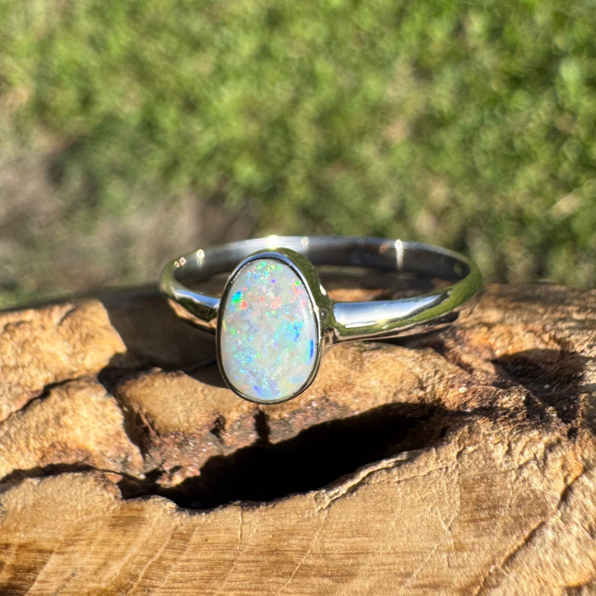 0.8ct Lightning Ridge Opal Ring ~ 'Culburra Ember' | 925 Sterling Silver | Solid Australian Opal