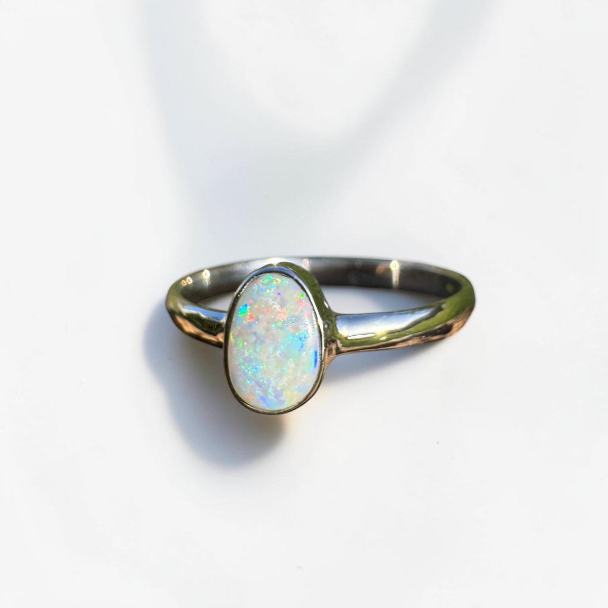 0.8ct Lightning Ridge Opal Ring ~ 'Culburra Ember' | 925 Sterling Silver | Solid Australian Opal