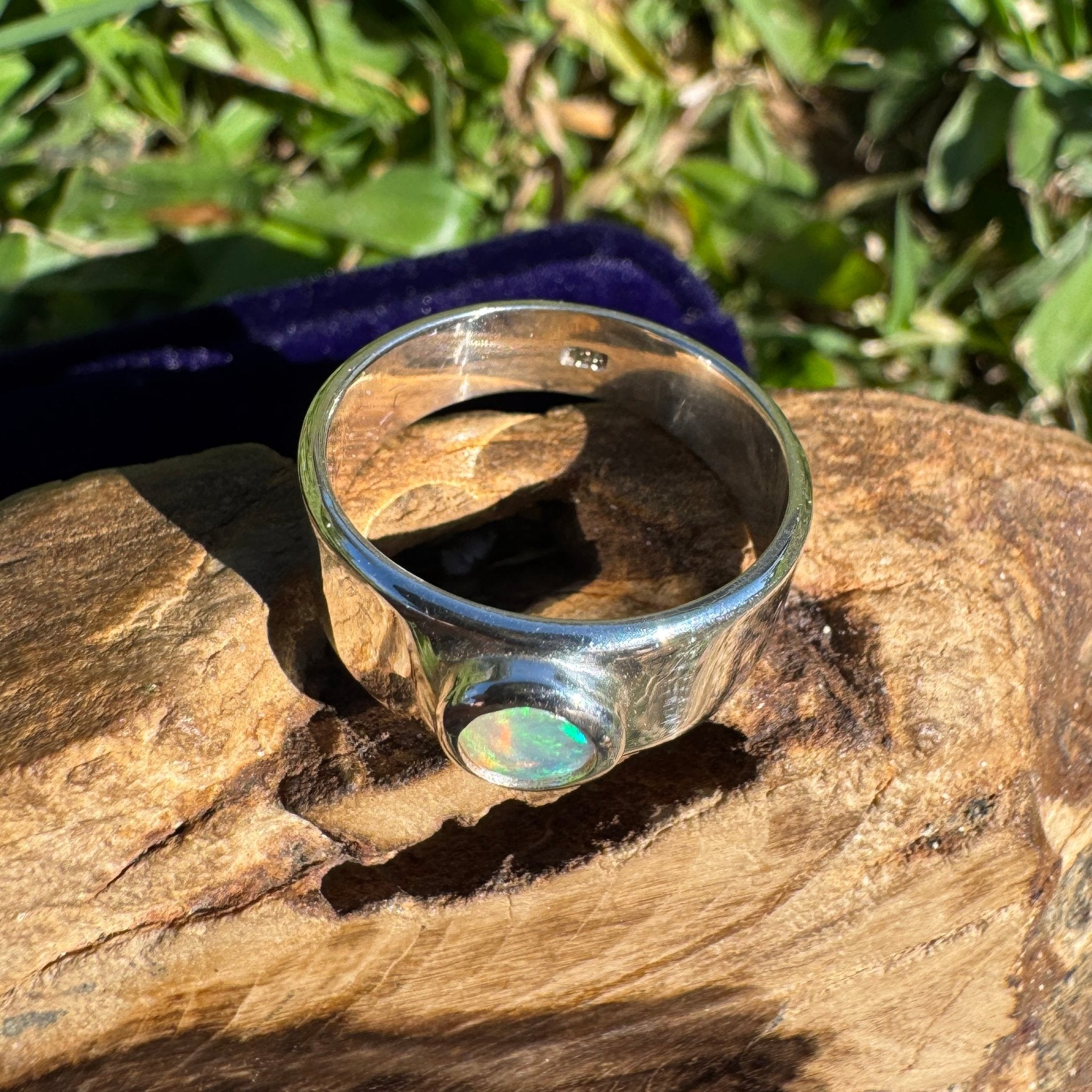 0.8ct Lightning Ridge Opal Ring ~ 'Esperance Blue' | 925 Sterling Silver | Solid Australian Opal