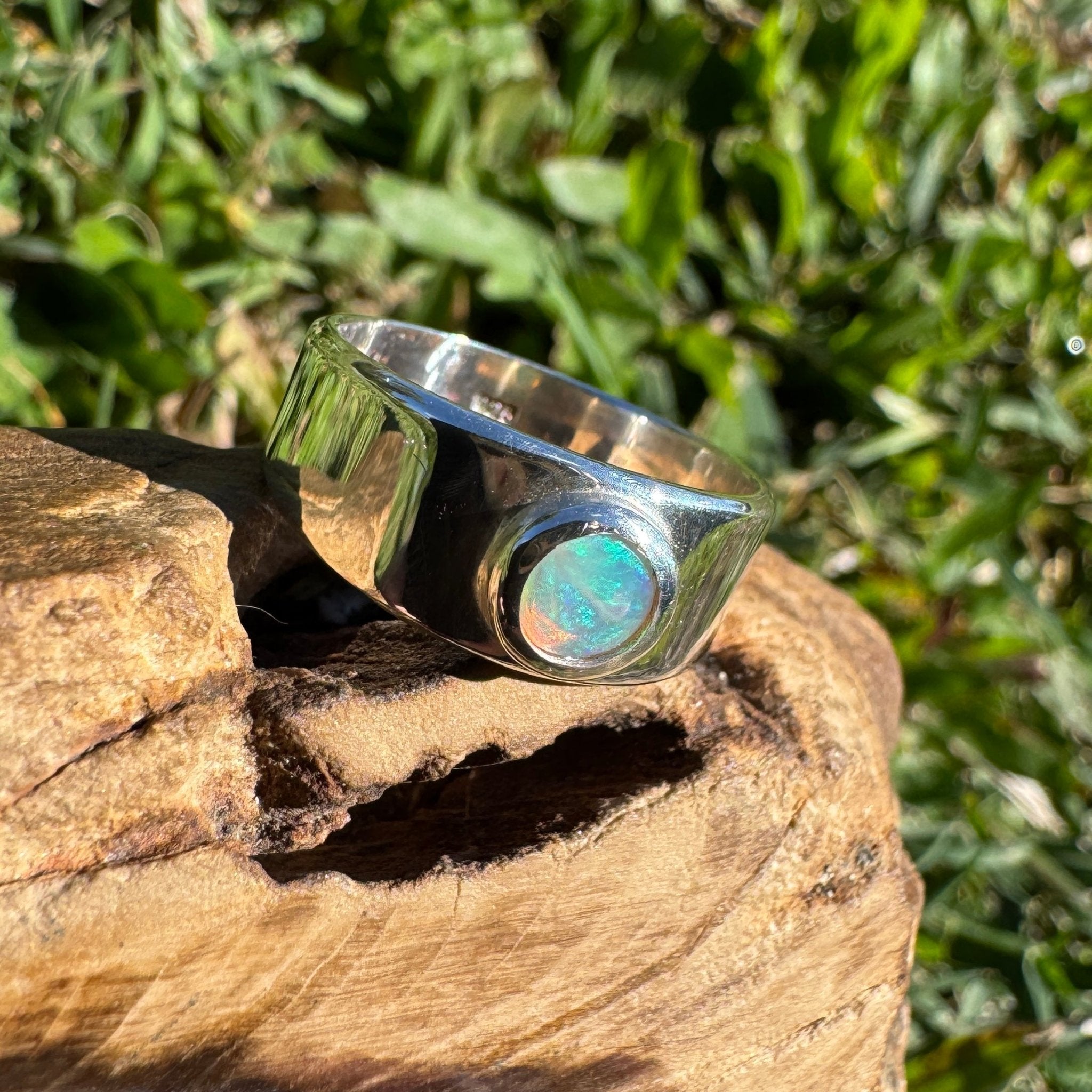 0.8ct Lightning Ridge Opal Ring ~ 'Esperance Blue' | 925 Sterling Silver | Solid Australian Opal