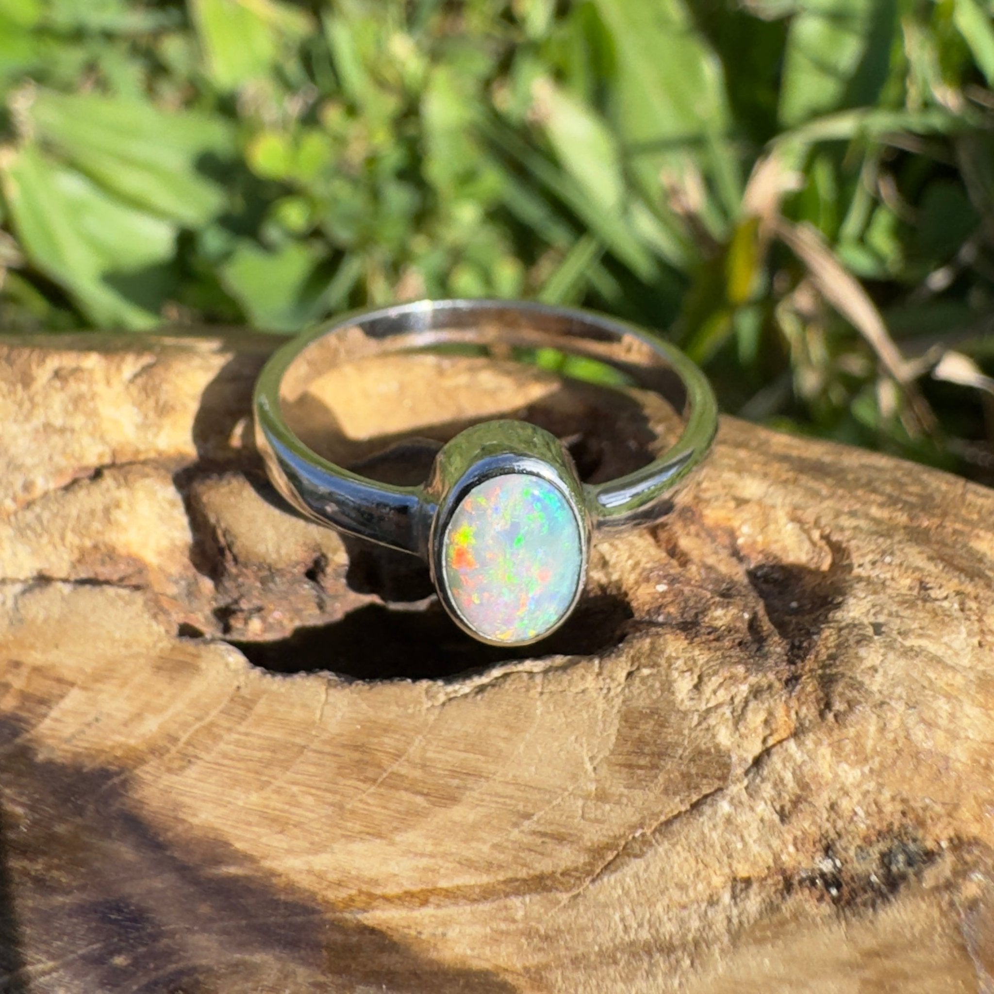 0.8ct Lightning Ridge Opal Ring ~ 'Jervis Bay Ember' | 925 Sterling Silver | Solid Australian Opal
