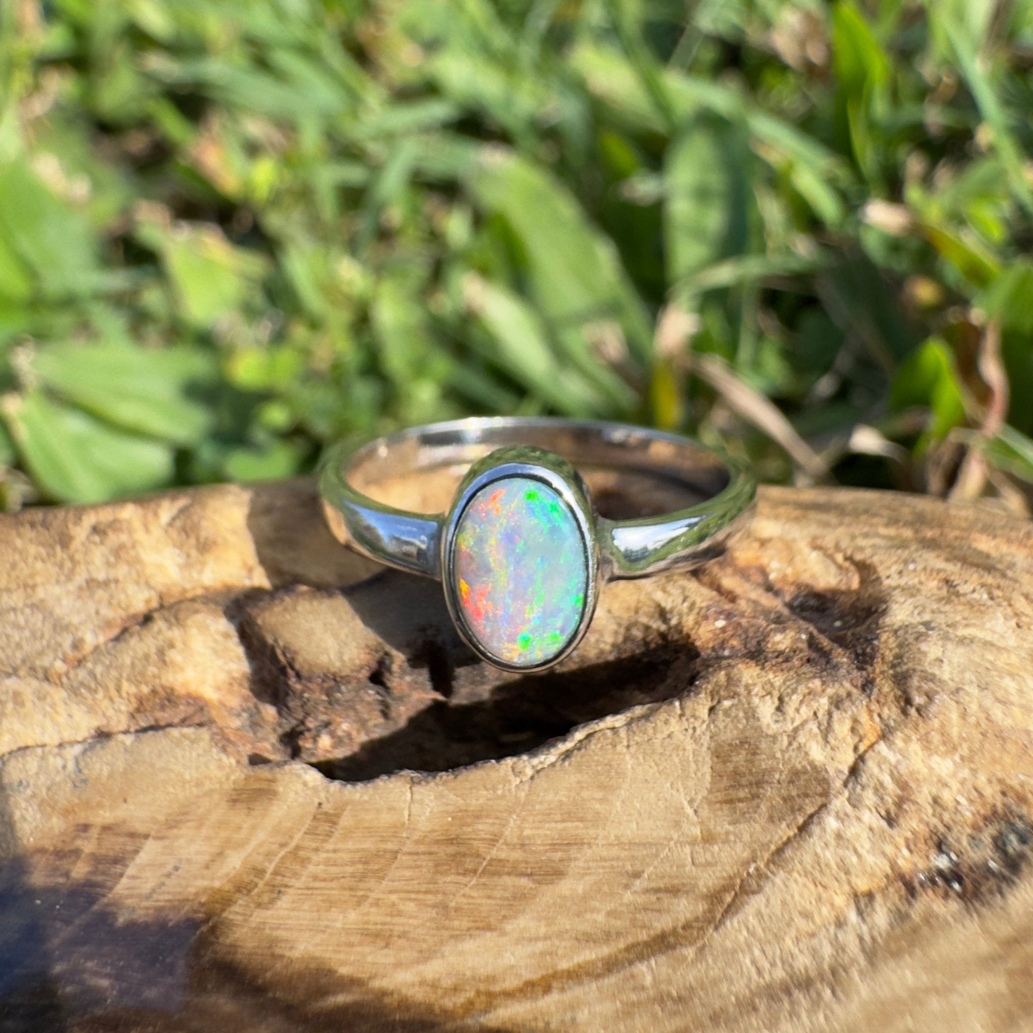 0.8ct Lightning Ridge Opal Ring ~ 'Jervis Bay Ember' | 925 Sterling Silver | Solid Australian Opal