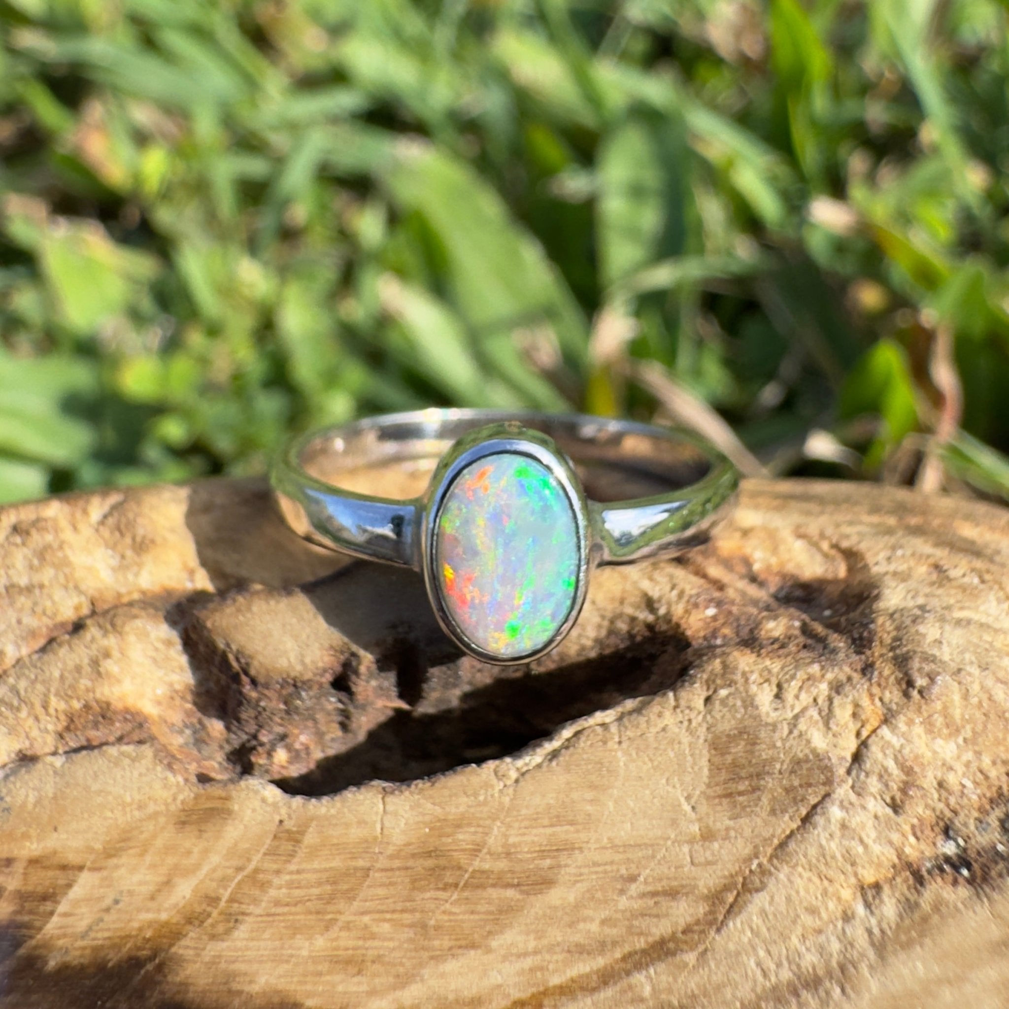 0.8ct Lightning Ridge Opal Ring ~ 'Jervis Bay Ember' | 925 Sterling Silver | Solid Australian Opal