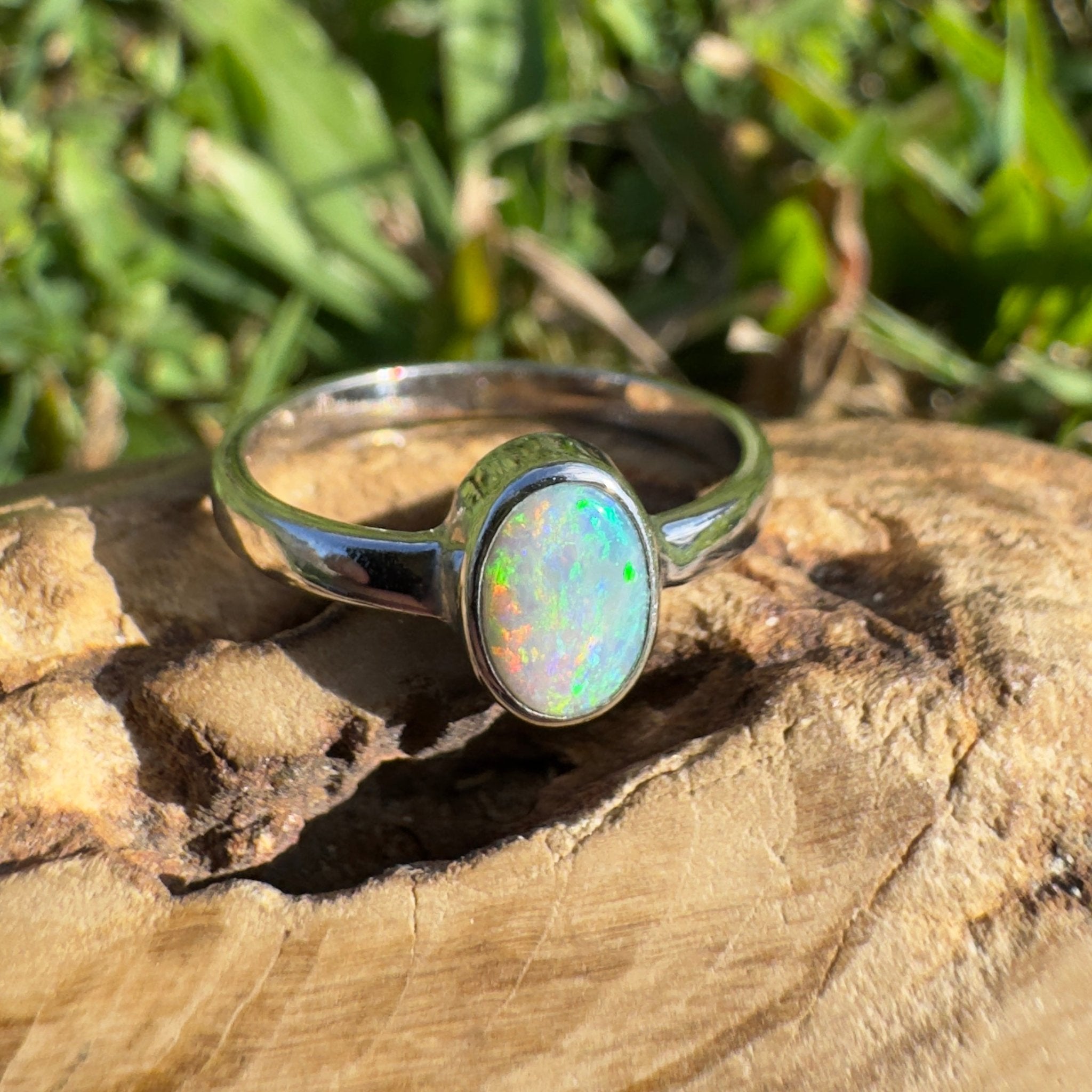 0.8ct Lightning Ridge Opal Ring ~ 'Jervis Bay Ember' | 925 Sterling Silver | Solid Australian Opal