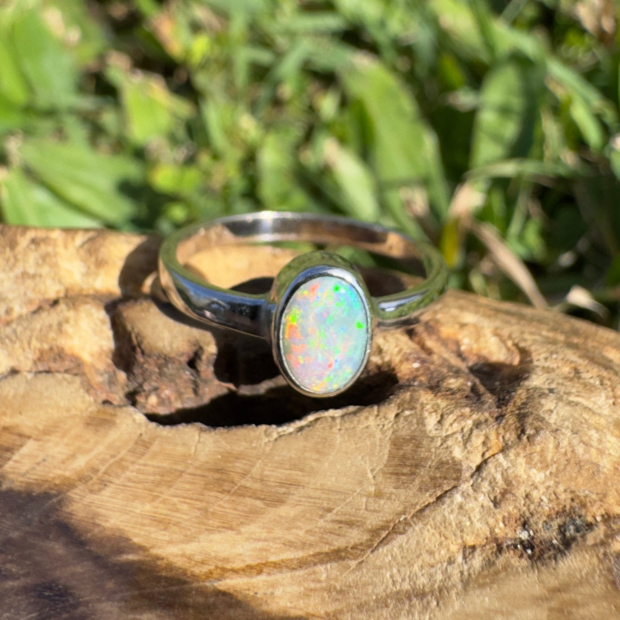 0.8ct Lightning Ridge Opal Ring ~ 'Jervis Bay Ember' | 925 Sterling Silver | Solid Australian Opal