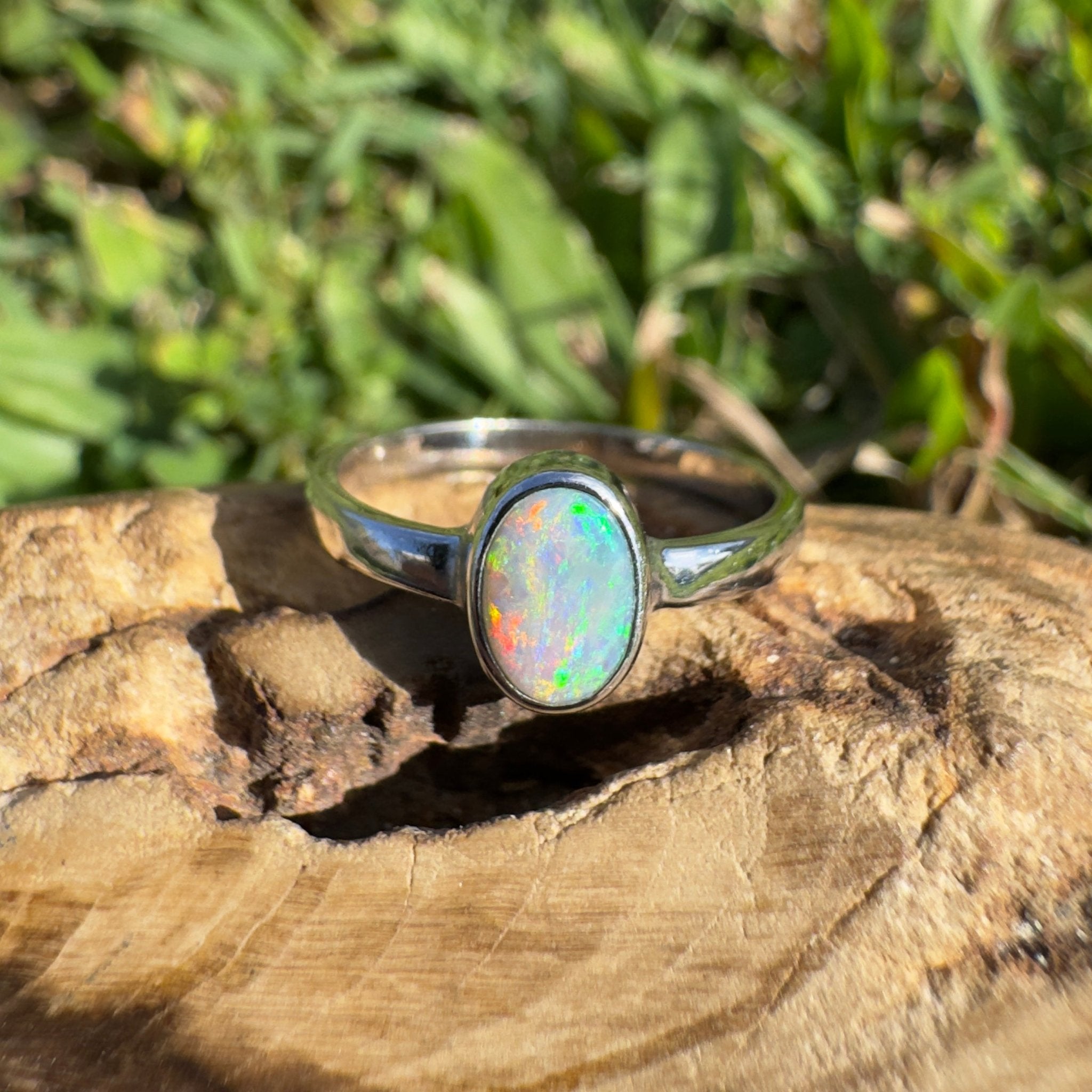 0.8ct Lightning Ridge Opal Ring ~ 'Jervis Bay Ember' | 925 Sterling Silver | Solid Australian Opal