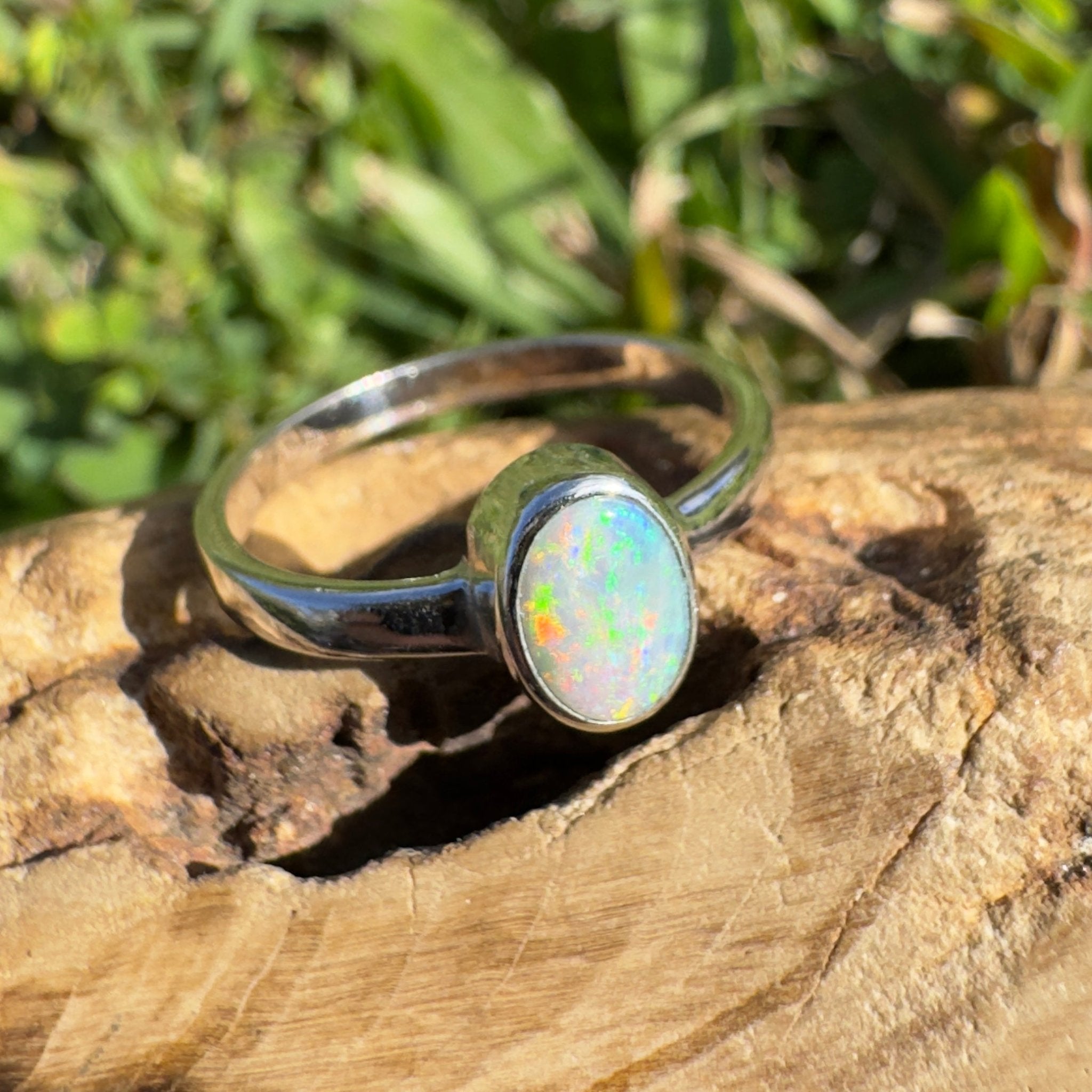 0.8ct Lightning Ridge Opal Ring ~ 'Jervis Bay Ember' | 925 Sterling Silver | Solid Australian Opal
