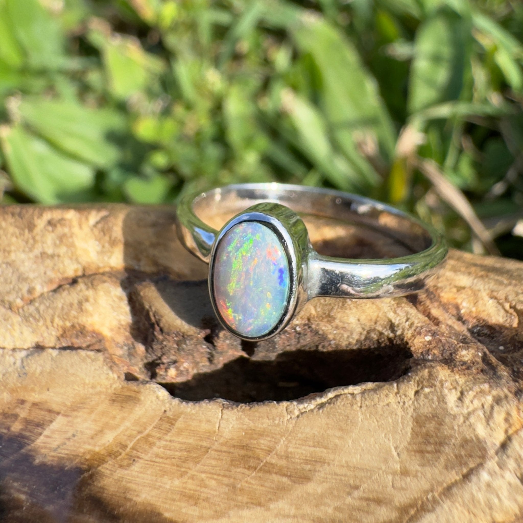 0.8ct Lightning Ridge Opal Ring ~ 'Jervis Bay Ember' | 925 Sterling Silver | Solid Australian Opal