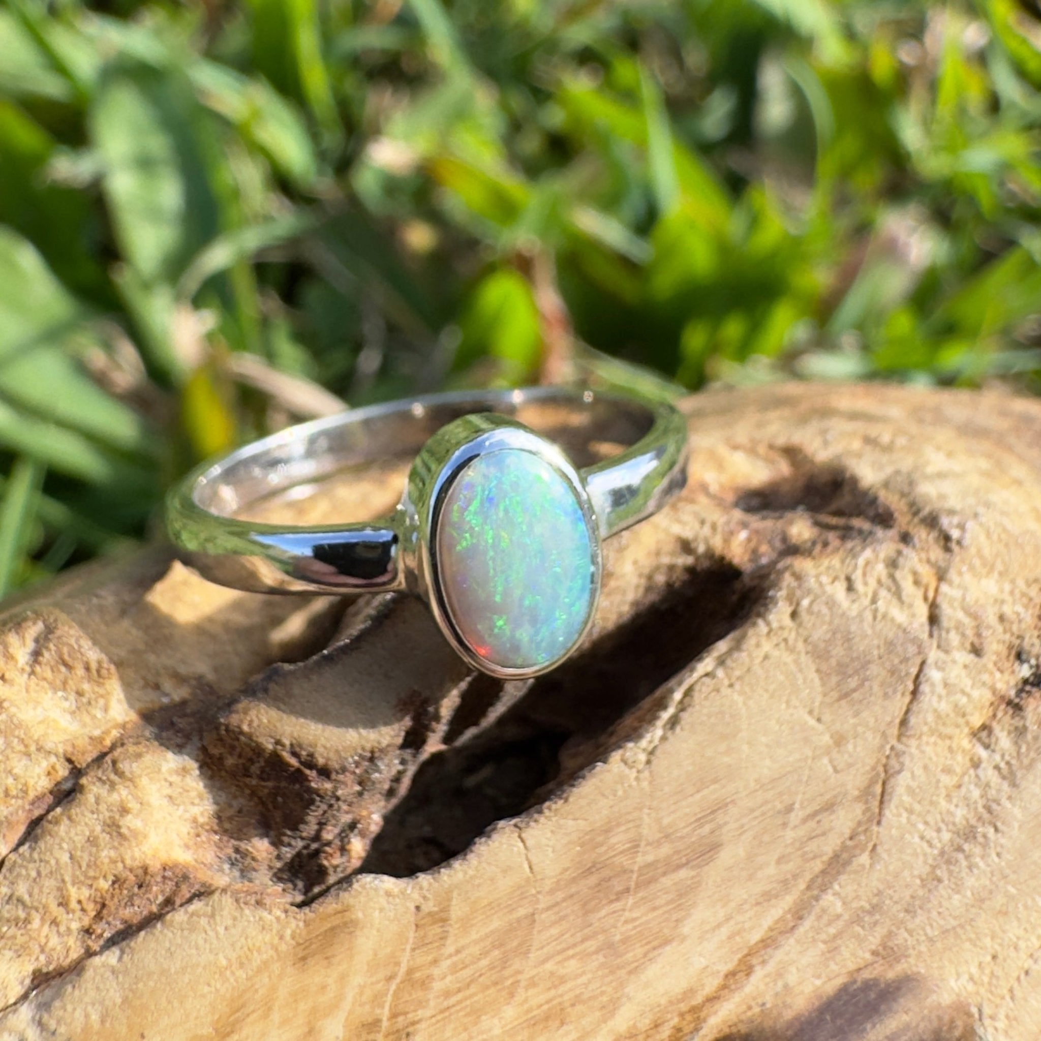 0.8ct Lightning Ridge Opal Ring ~ 'Jervis Bay Ember' | 925 Sterling Silver | Solid Australian Opal