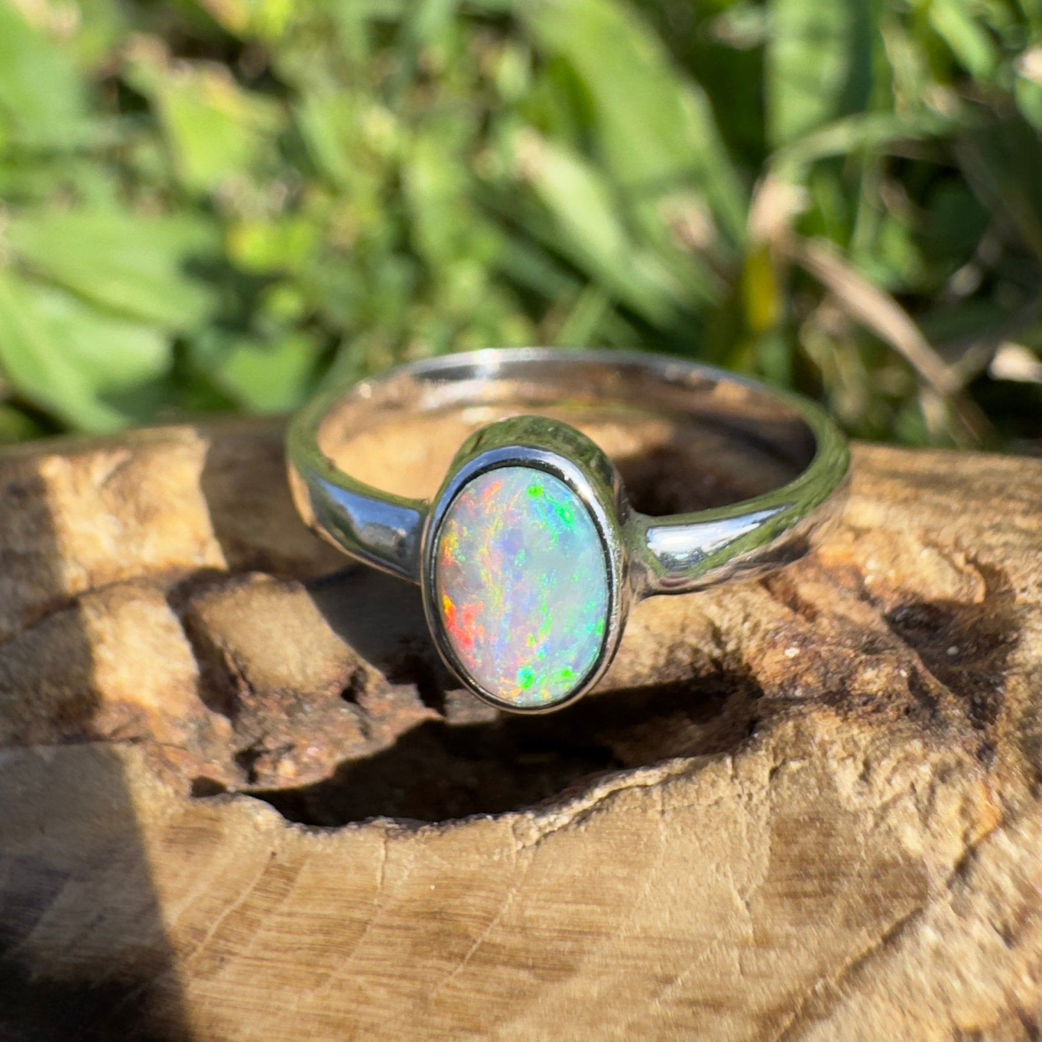 0.8ct Lightning Ridge Opal Ring ~ 'Jervis Bay Ember' | 925 Sterling Silver | Solid Australian Opal