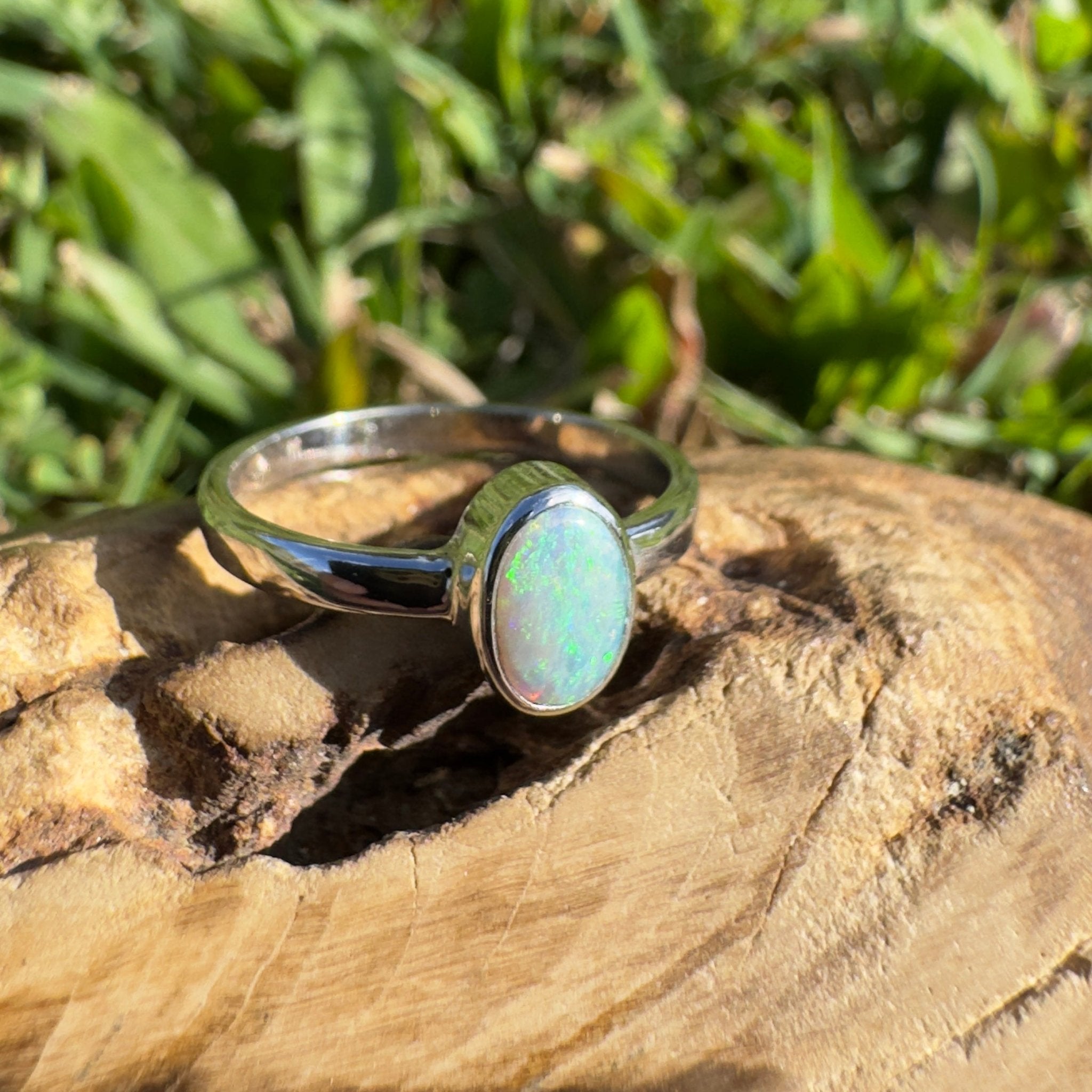 0.8ct Lightning Ridge Opal Ring ~ 'Jervis Bay Ember' | 925 Sterling Silver | Solid Australian Opal