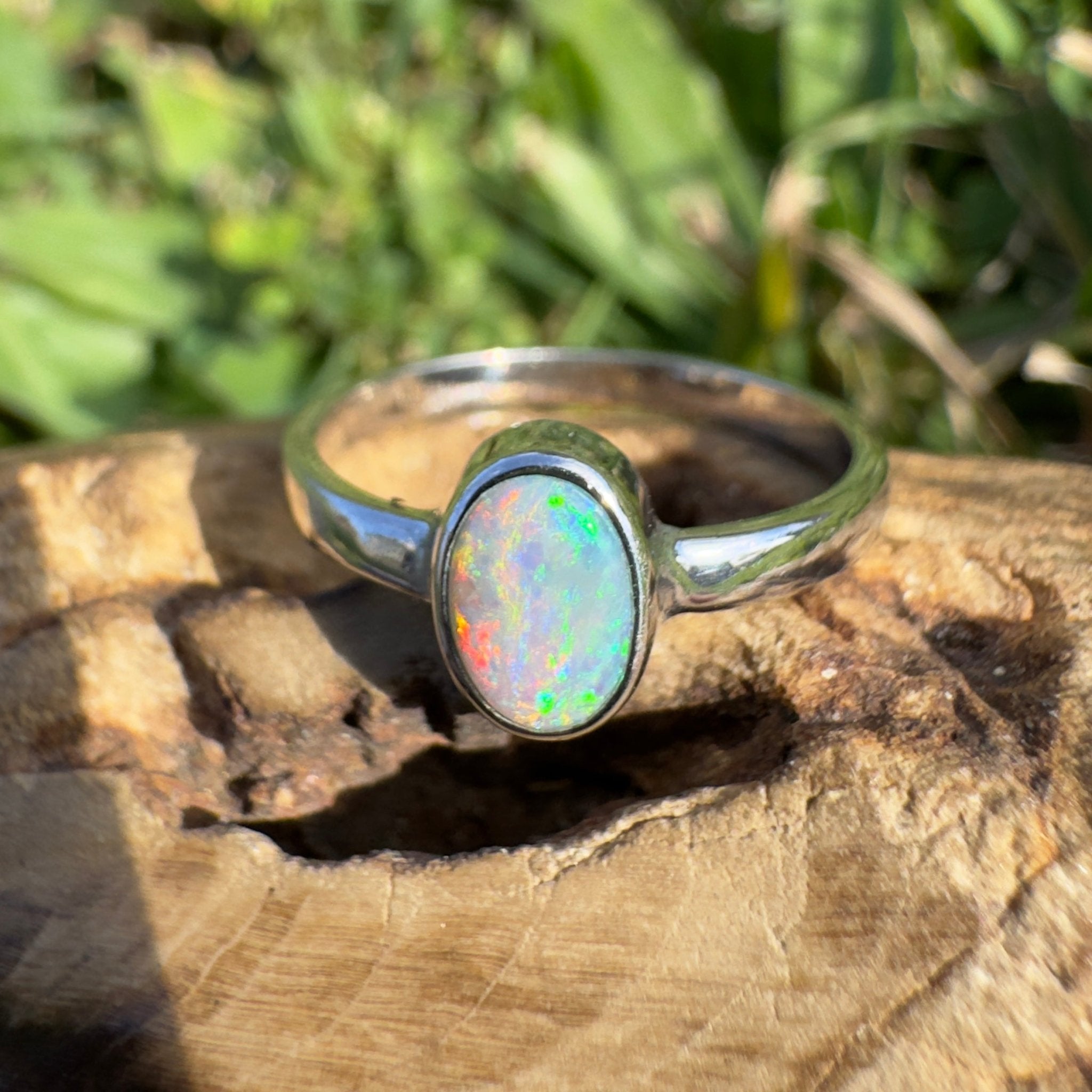 0.8ct Lightning Ridge Opal Ring ~ 'Jervis Bay Ember' | 925 Sterling Silver | Solid Australian Opal