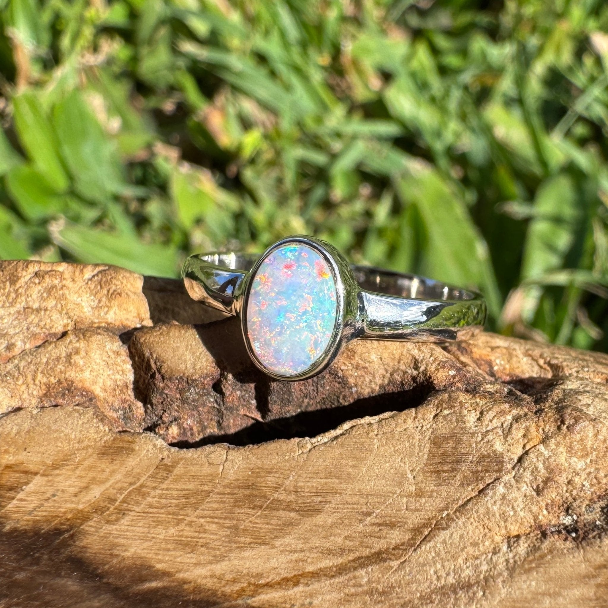 0.8ct Lightning Ridge Opal Ring ~ 'Karijini Spark' | 925 Sterling Silver | Solid Australian Opal