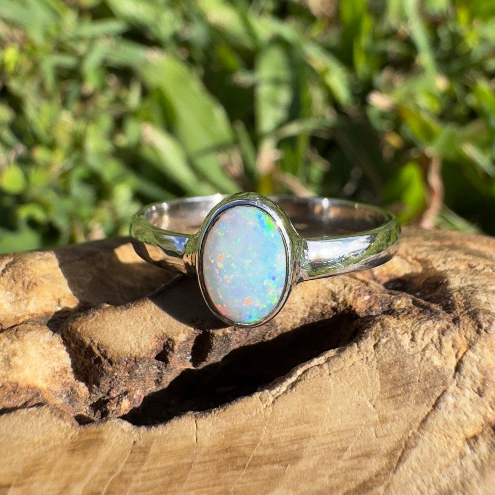 0.8ct Lightning Ridge Opal Ring ~ 'Karijini Spark' | 925 Sterling Silver | Solid Australian Opal