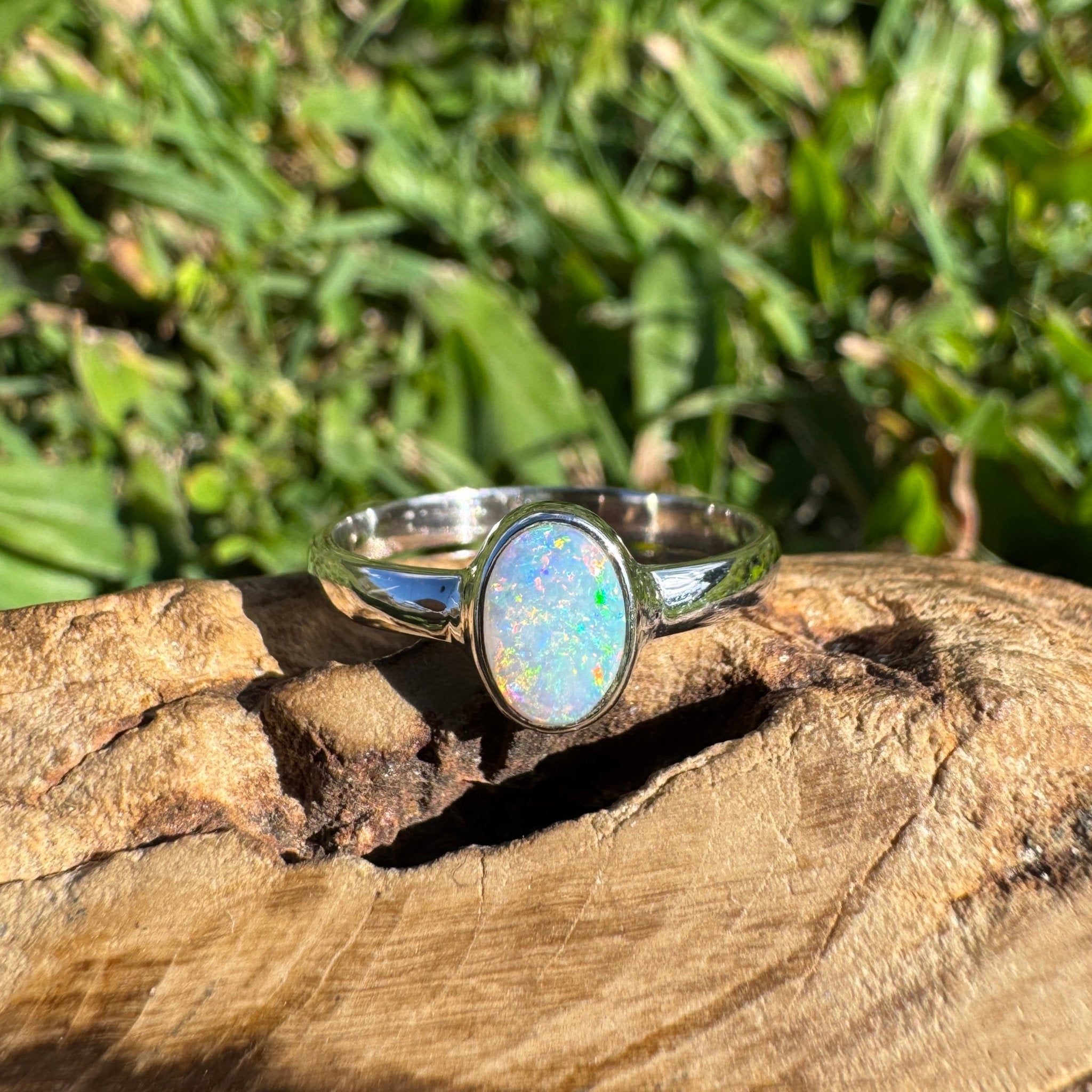 0.8ct Lightning Ridge Opal Ring ~ 'Karijini Spark' | 925 Sterling Silver | Solid Australian Opal