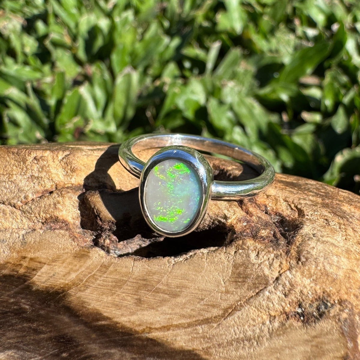 0.8ct Lightning Ridge Opal Ring ~ 'Lesueur Wildflower' | 925 Sterling Silver | Solid Australian Opal