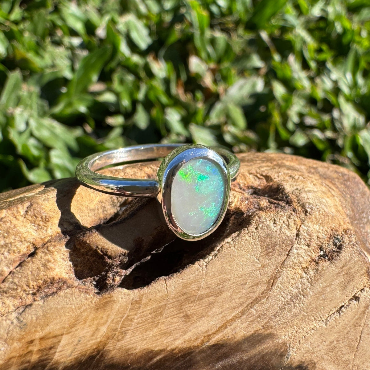 0.8ct Lightning Ridge Opal Ring ~ 'Lesueur Wildflower' | 925 Sterling Silver | Solid Australian Opal