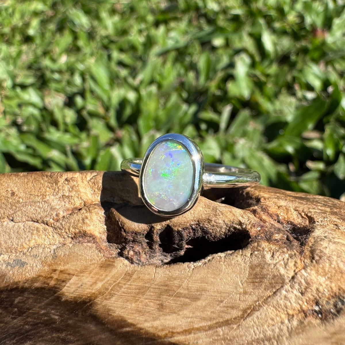 0.8ct Lightning Ridge Opal Ring ~ 'Lesueur Wildflower' | 925 Sterling Silver | Solid Australian Opal