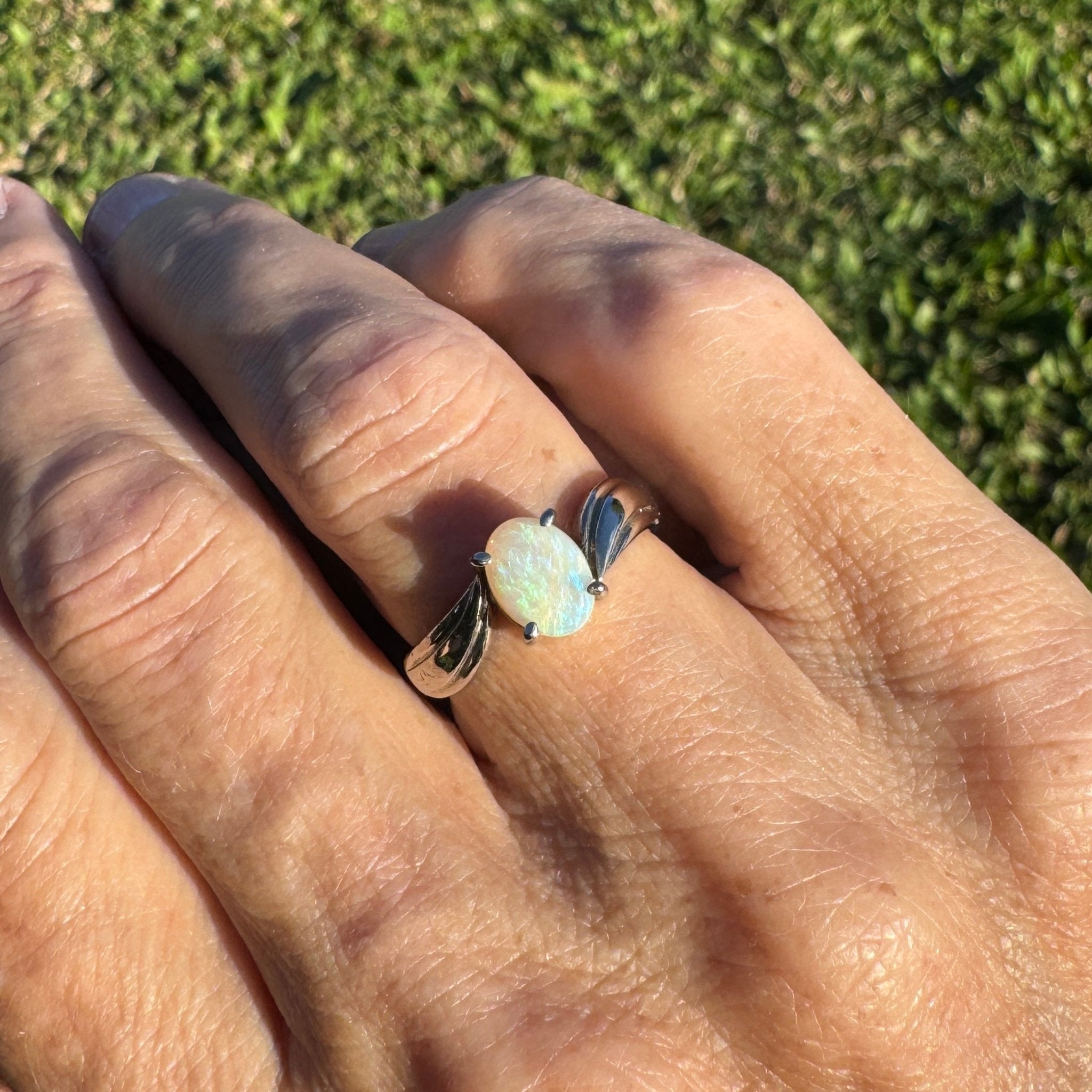 0.8ct Lightning Ridge Opal Ring ~ 'Lightning Ridge Whisper' | 925 Sterling Silver | Solid Australian Opal