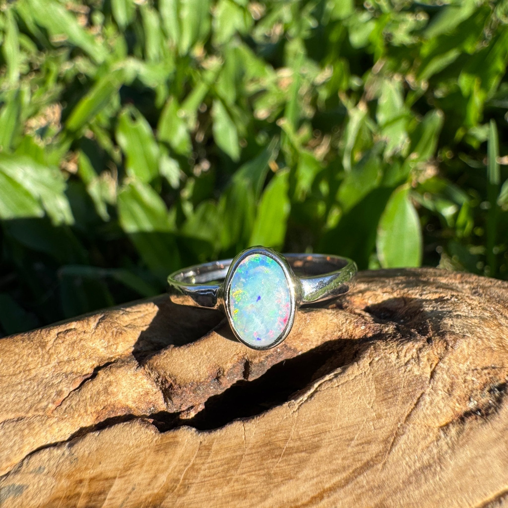 0.8ct Lightning Ridge Opal Ring ~ 'Montague Current' | 925 Sterling Silver | Solid Australian Opal